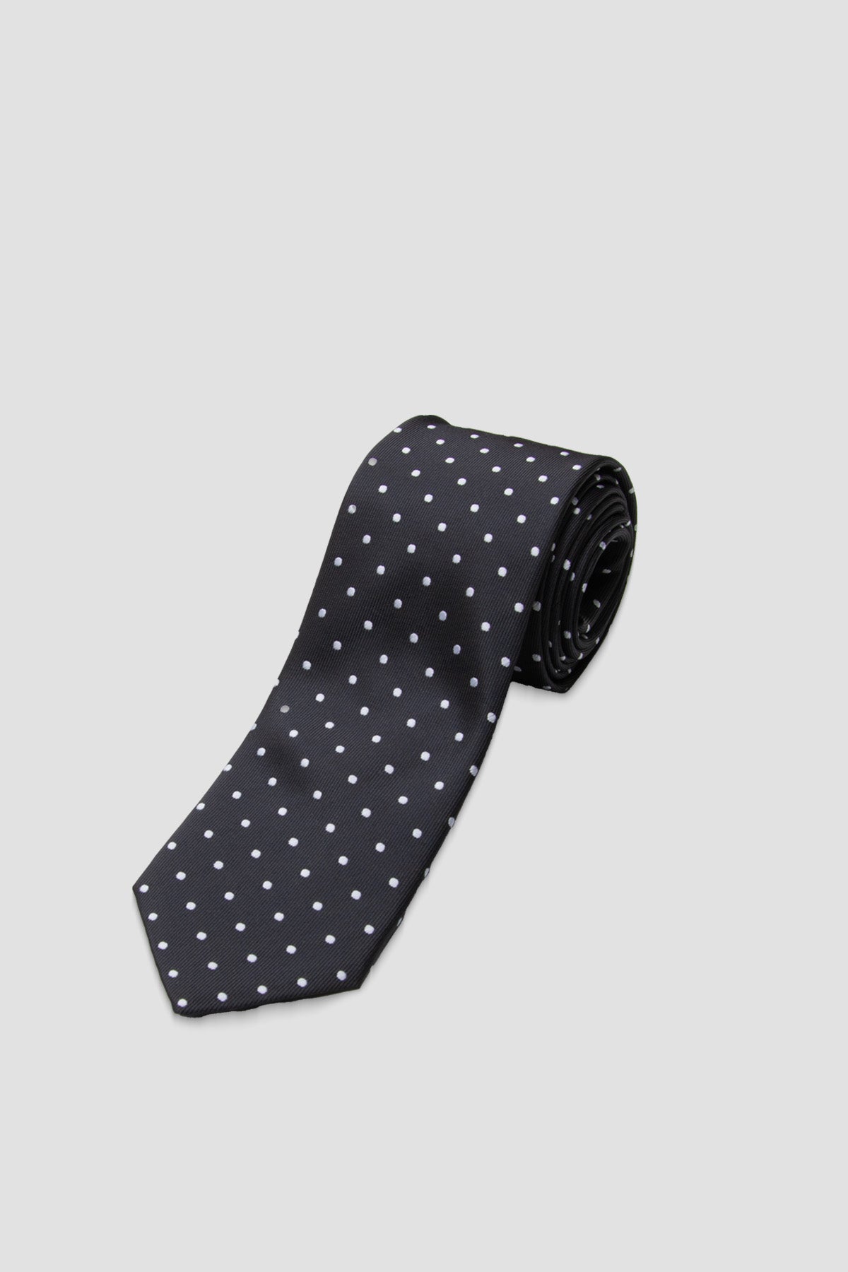 Abbate Kravat 8 cm Mikrofiber Polyester Antrasit Erkek Puantiyeli Kravat