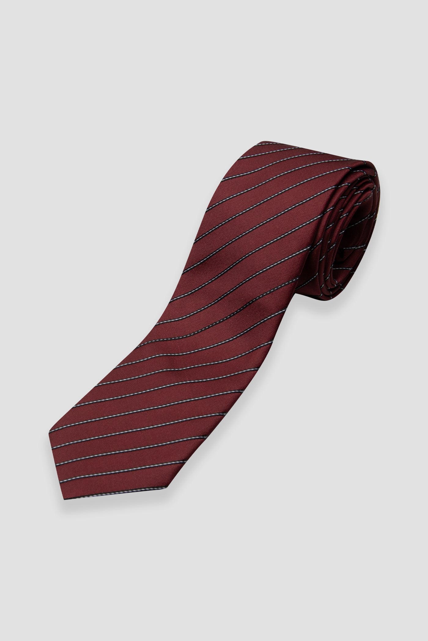 Abbate Kravat 8 cm Mikrofiber Polyester Bordo Erkek Çizgili Kravat