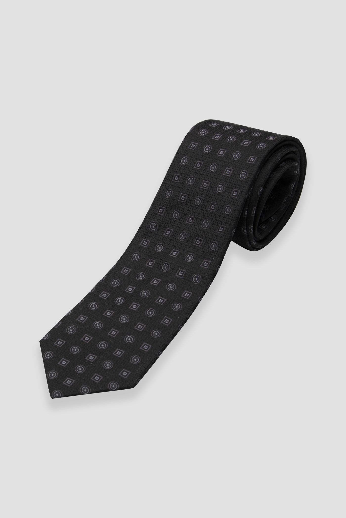 Abbate Kravat 8 cm Mikrofiber Polyester Siyah Erkek Desenli Kravat