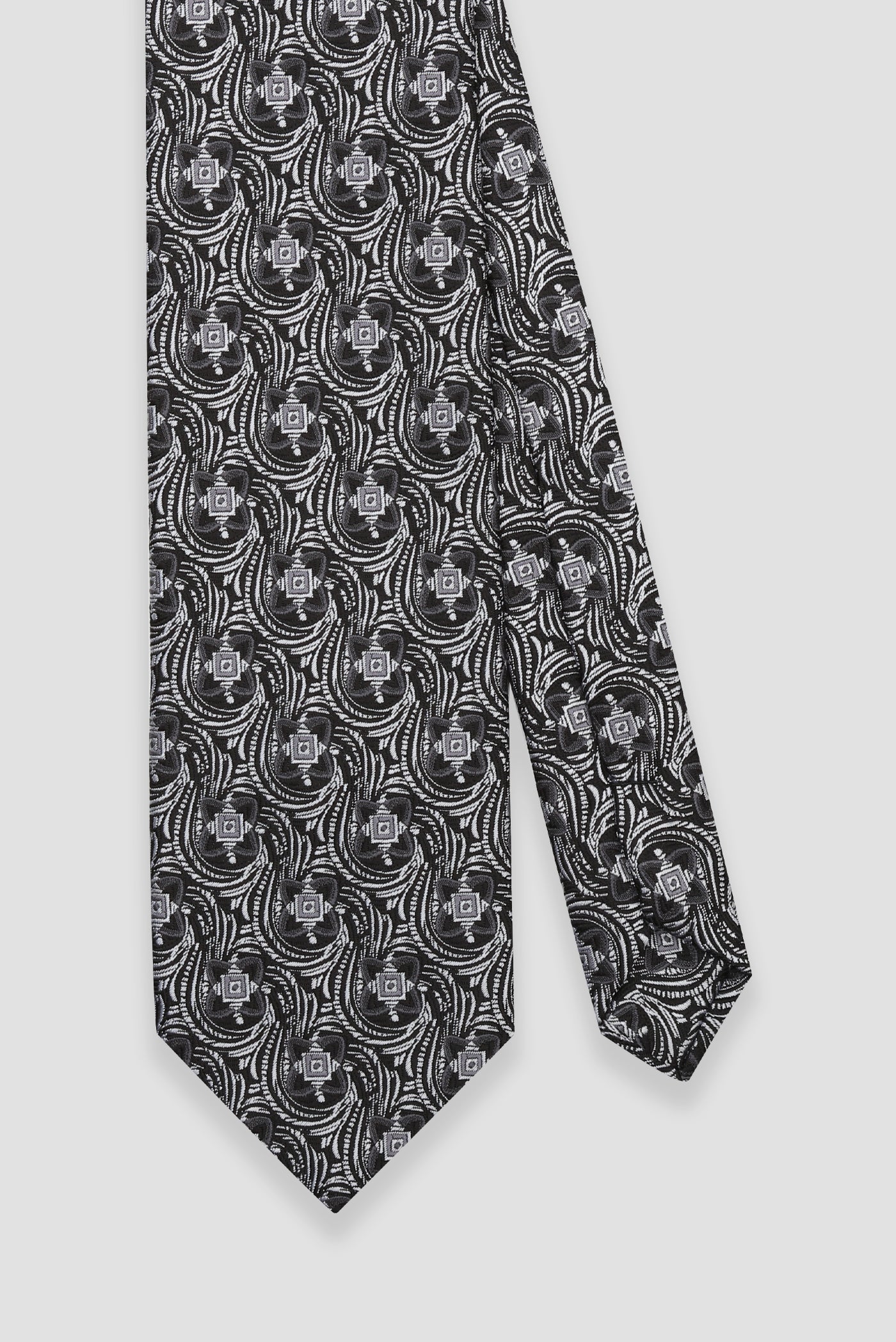 Abbate Kravat 8 cm Mikrofiber Polyester Siyah Erkek Desenli Kravat