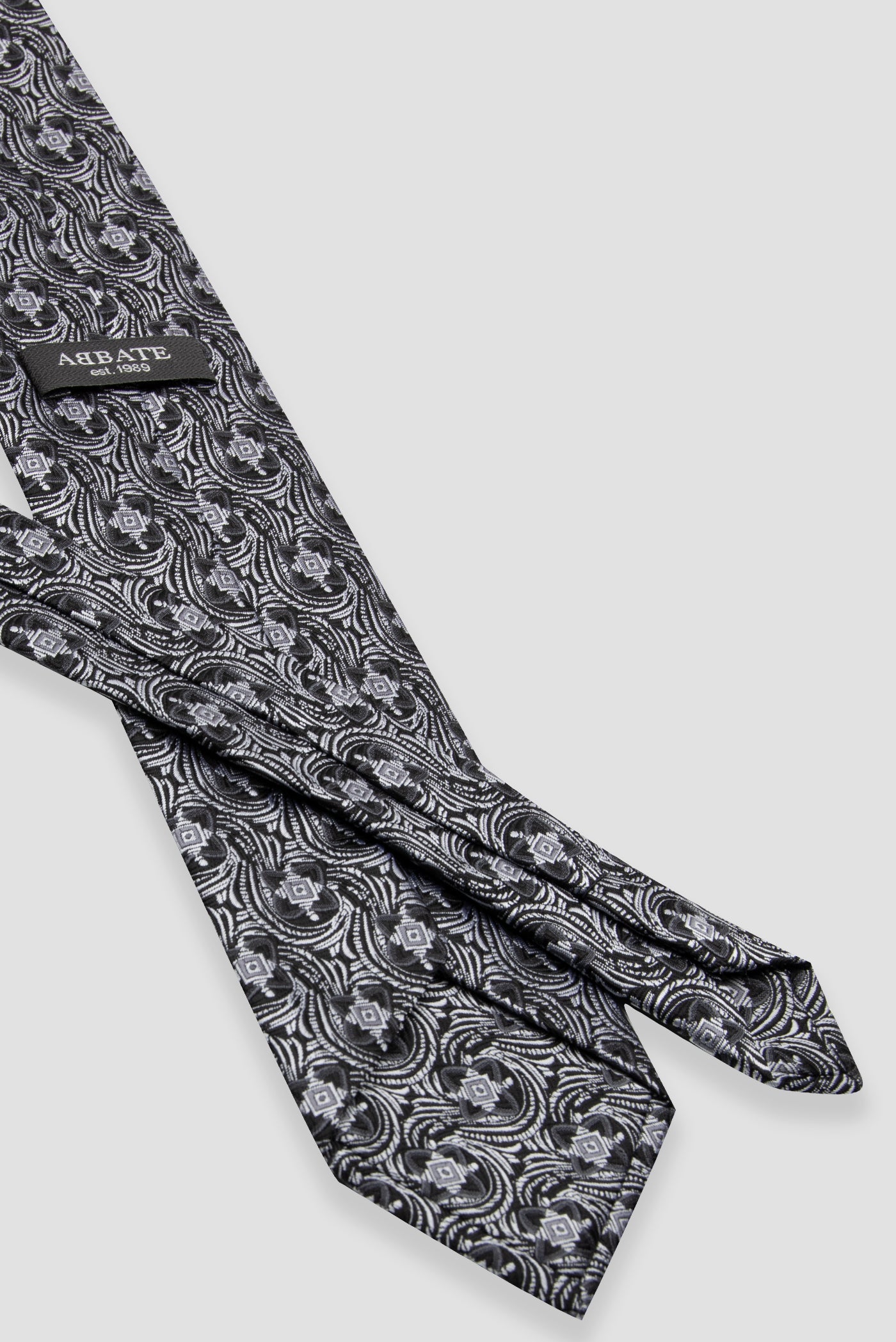 Abbate Kravat 8 cm Mikrofiber Polyester Siyah Erkek Desenli Kravat