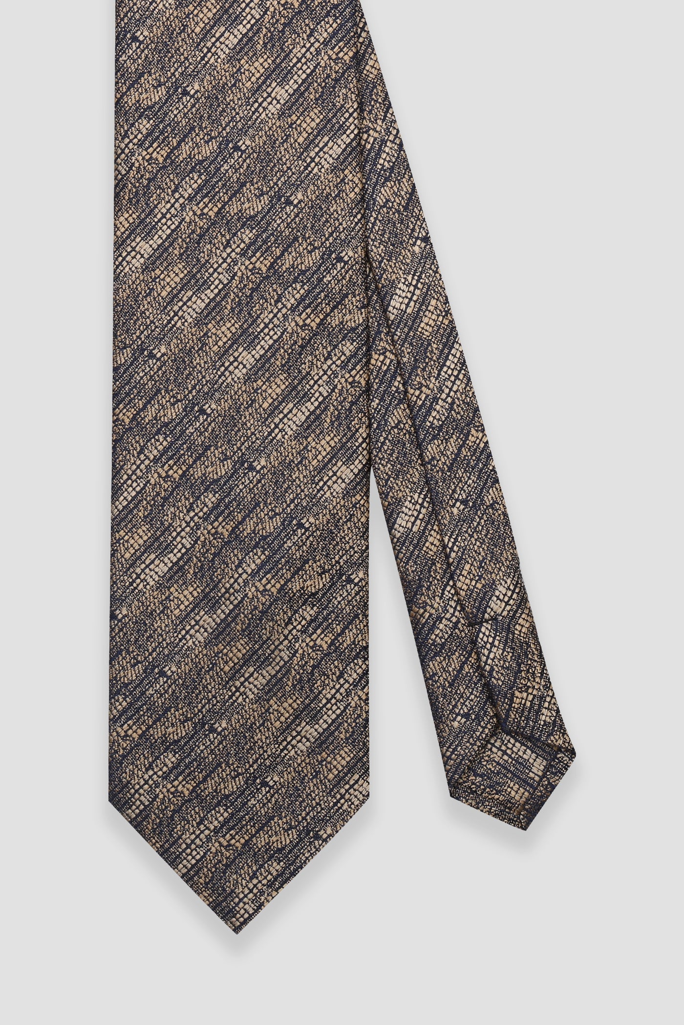 Abbate Kravat 8 cm Mikrofiber Polyester Bej Erkek Desenli Kravat