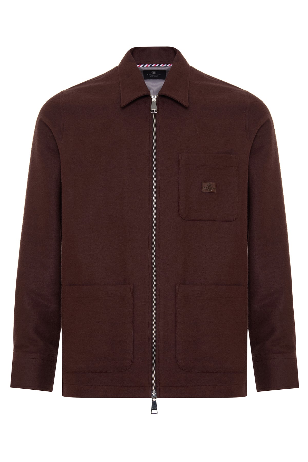 Abbate Monza Flanel Pamuklu Overshirt Fit Kahverengi Klasik Yaka Erkek Düz Gömlek Ceket