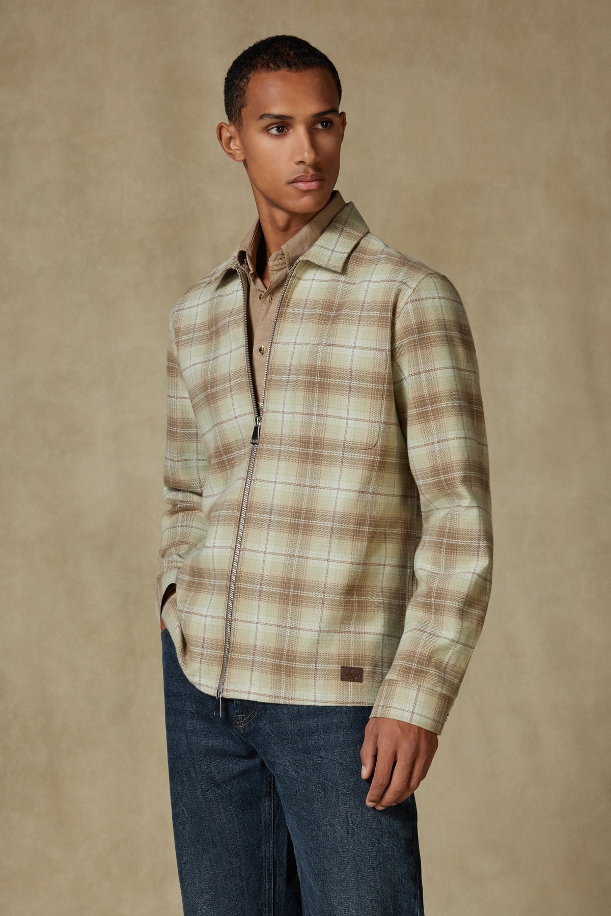 Abbate Prato Flanel Pamuklu Overshirt Fit Yeşil Klasik Yaka Erkek Ekoseli Gömlek Ceket