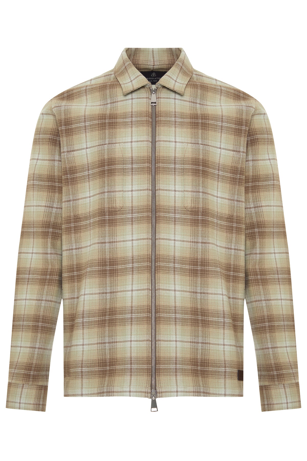 Abbate Prato Flanel Pamuklu Overshirt Fit Yeşil Klasik Yaka Erkek Ekoseli Gömlek Ceket