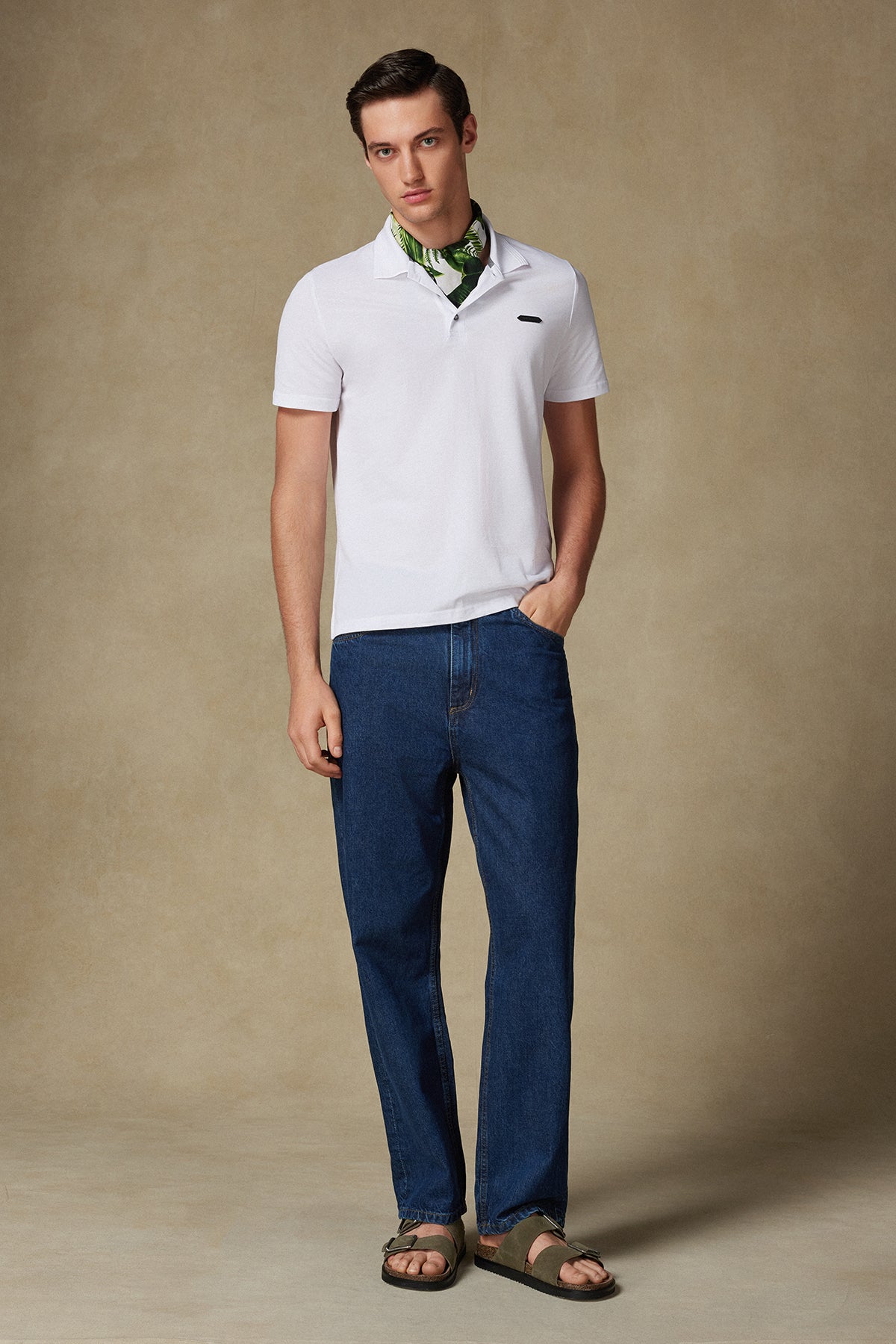 Abbate Royal Pike Pamuklu Comfort Fit Beyaz Polo Yaka Erkek Düz Polo Shirt