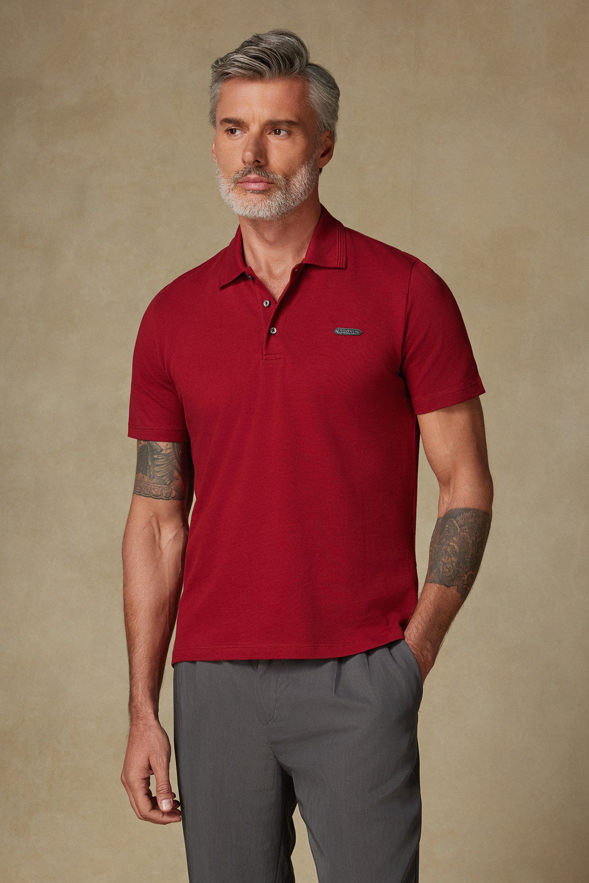 Abbate Royal Pike Pamuklu Comfort Fit Bordo Polo Yaka Erkek Düz Polo Shirt