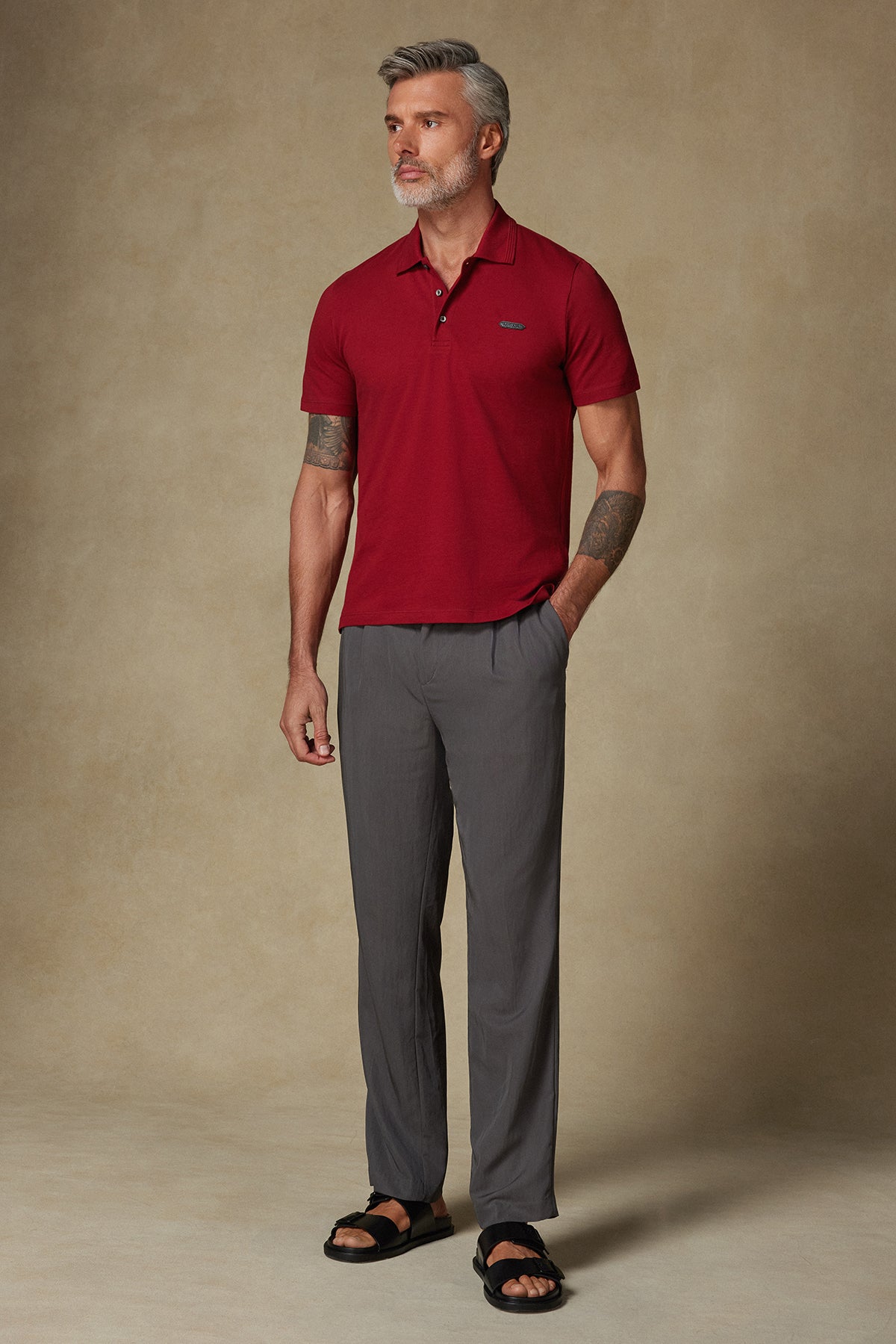 Abbate Royal Pike Pamuklu Comfort Fit Bordo Polo Yaka Erkek Düz Polo Shirt