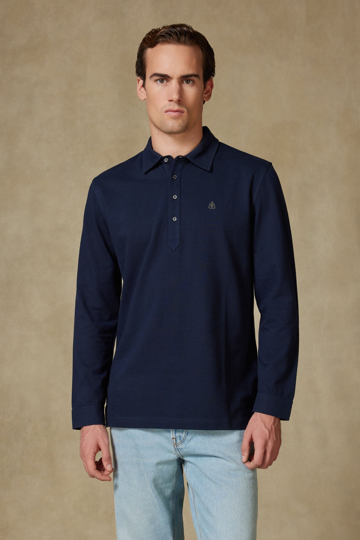 Abbate Castle Pike Pamuklu Comfort Fit Lacivert Polo Yaka Erkek Düz Polo Shirt