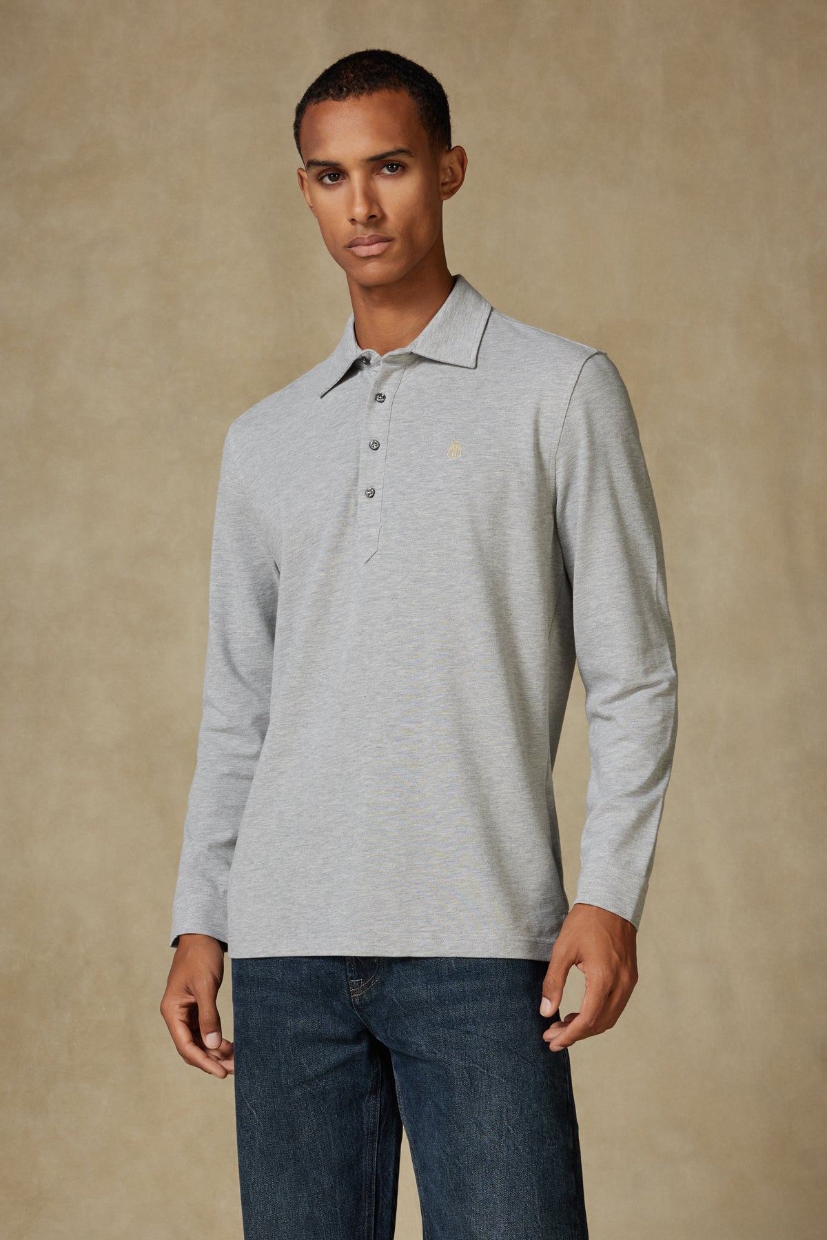 Abbate Castle Pike Pamuklu Comfort Fit Açık Gri Polo Yaka Erkek Düz Polo Shirt