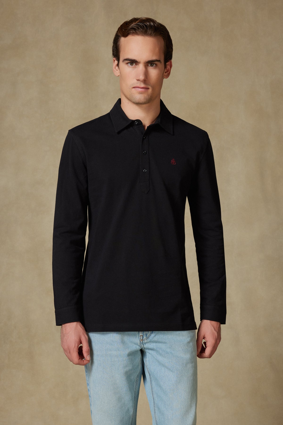 Abbate Castle Pike Pamuklu Comfort Fit Siyah Polo Yaka Erkek Düz Polo Shirt