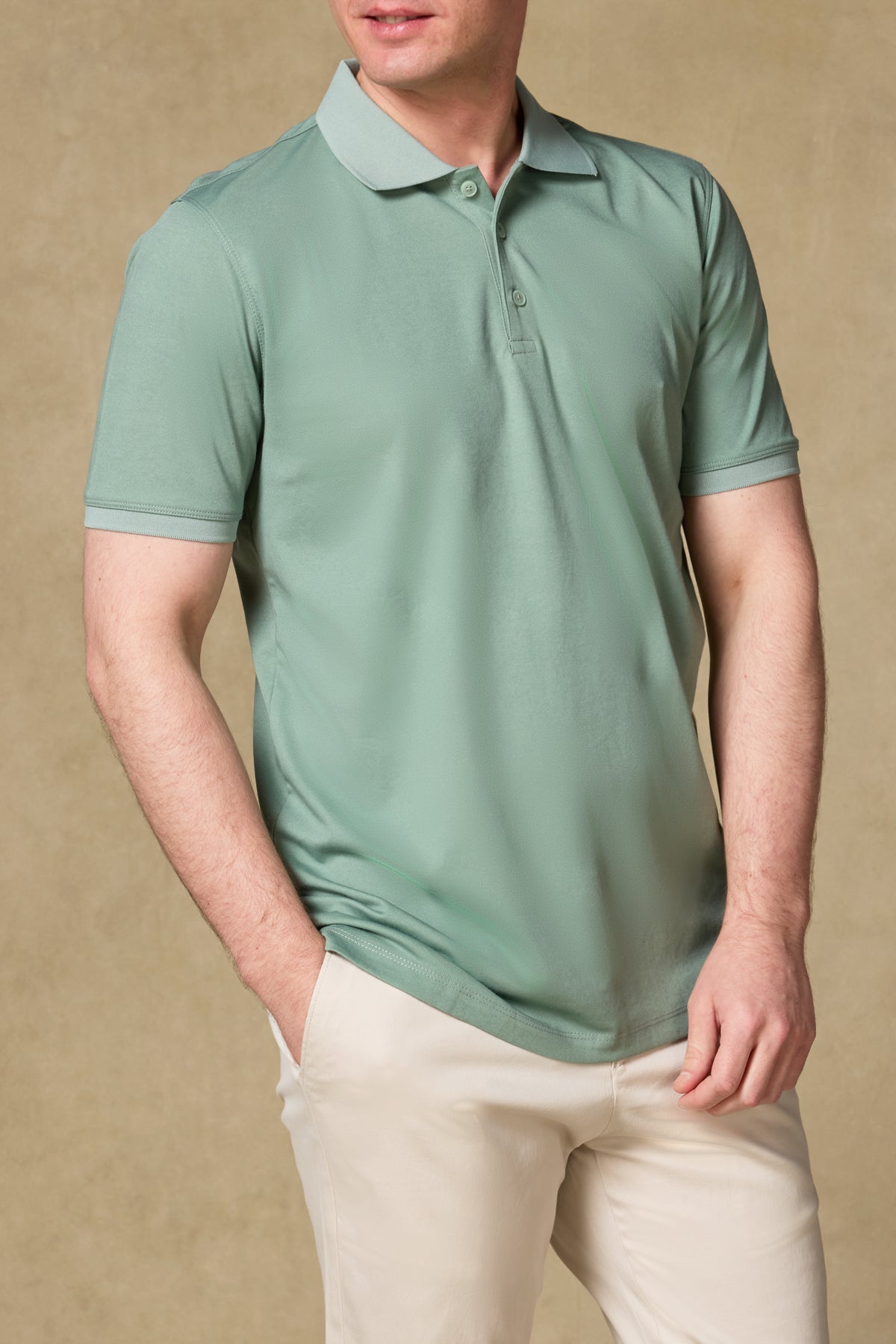 Abbate Bivo Merserize Pamuklu Modern Fit Açık Yeşil Polo Yaka Erkek Düz Polo Shirt