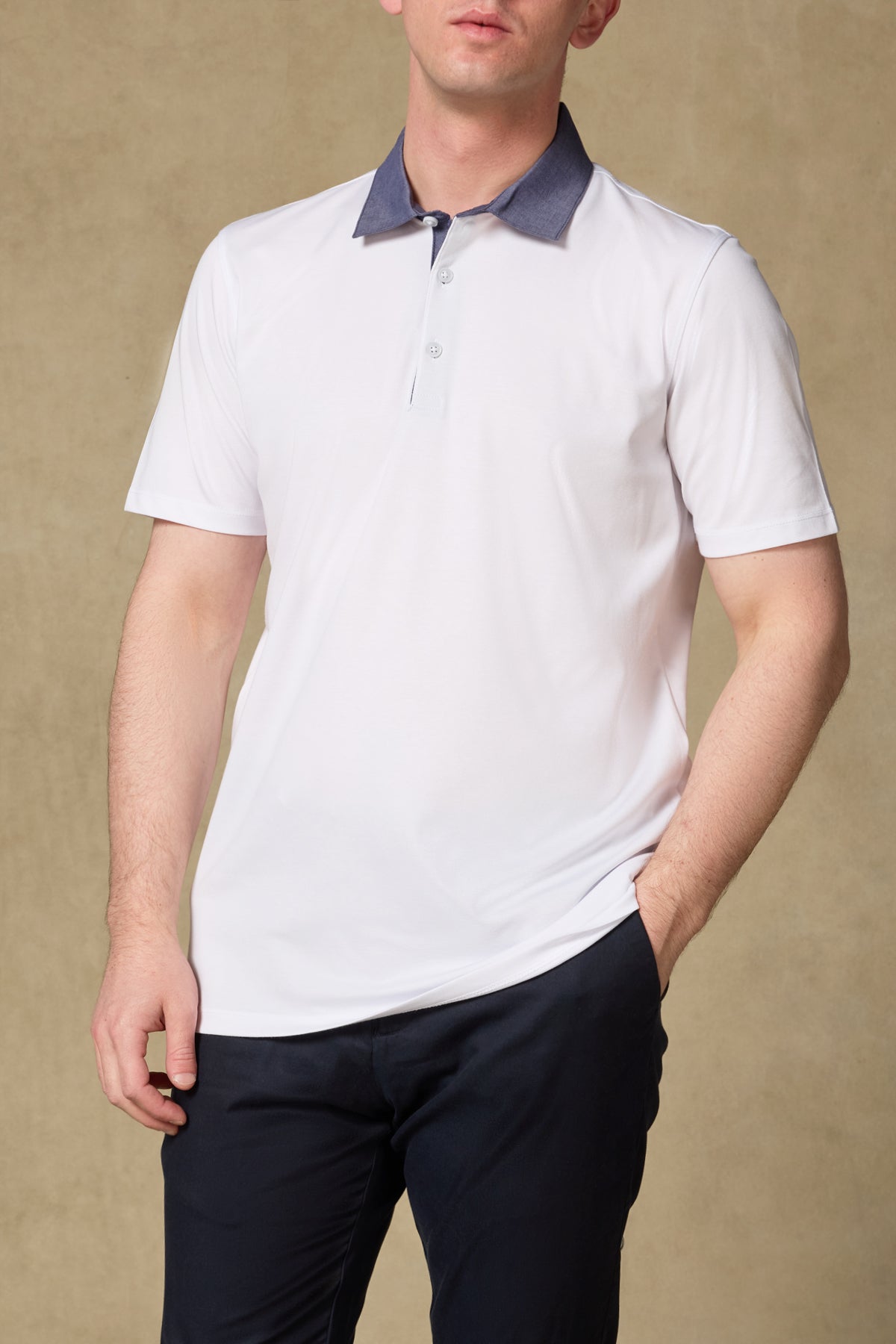 Abbate Bivo Merserize Pamuklu Modern Fit Beyaz Polo Yaka Erkek Düz Polo Shirt