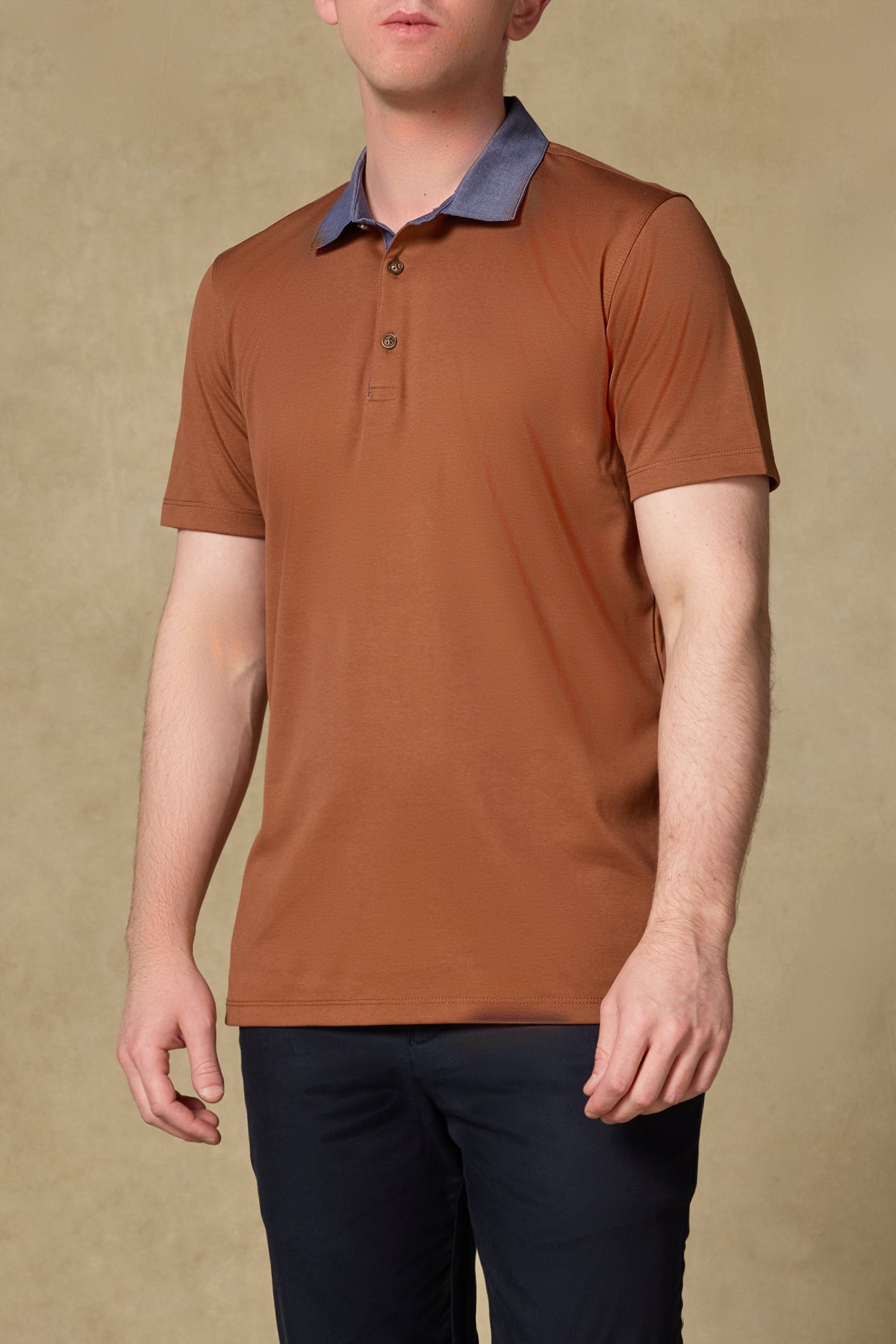 Abbate Bivo Merserize Pamuklu Modern Fit Kiremit Polo Yaka Erkek Düz Polo Shirt