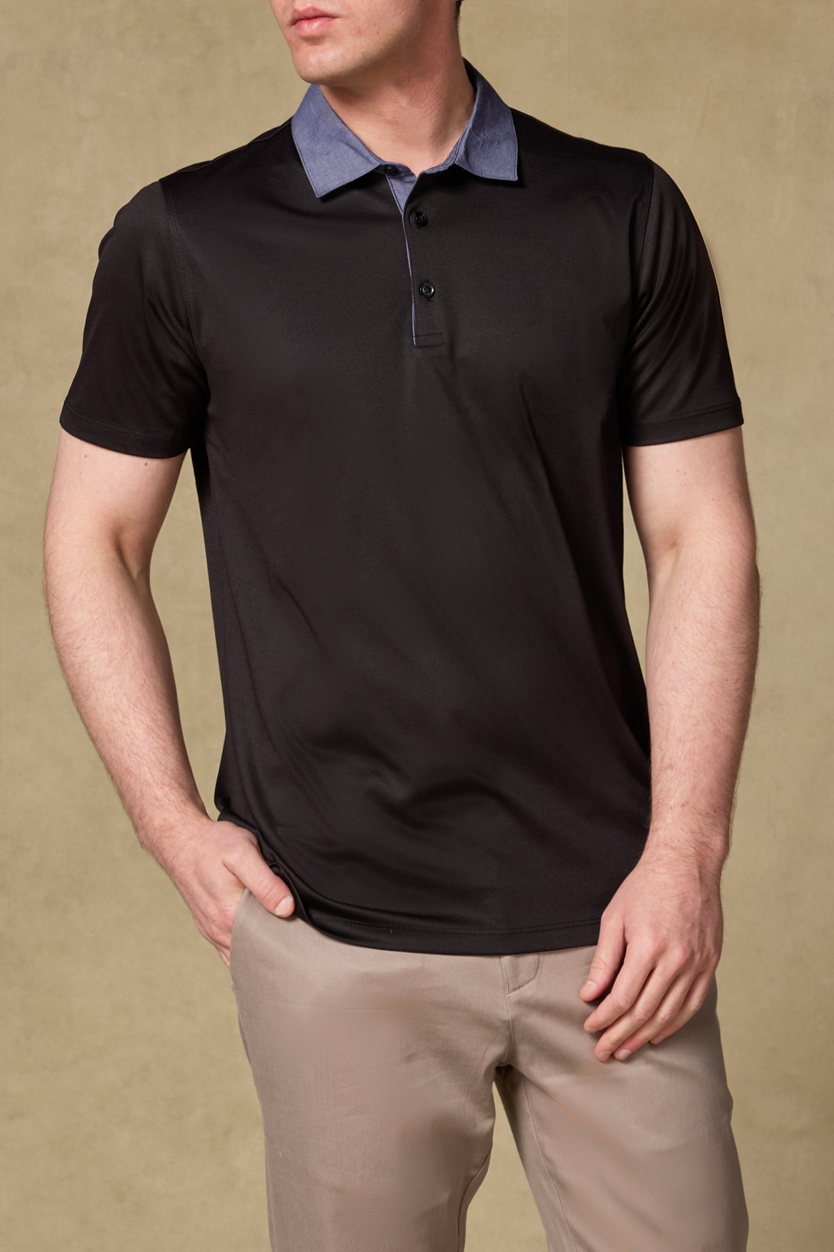 Abbate Bivo Merserize Pamuklu Modern Fit Siyah Polo Yaka Erkek Düz Polo Shirt