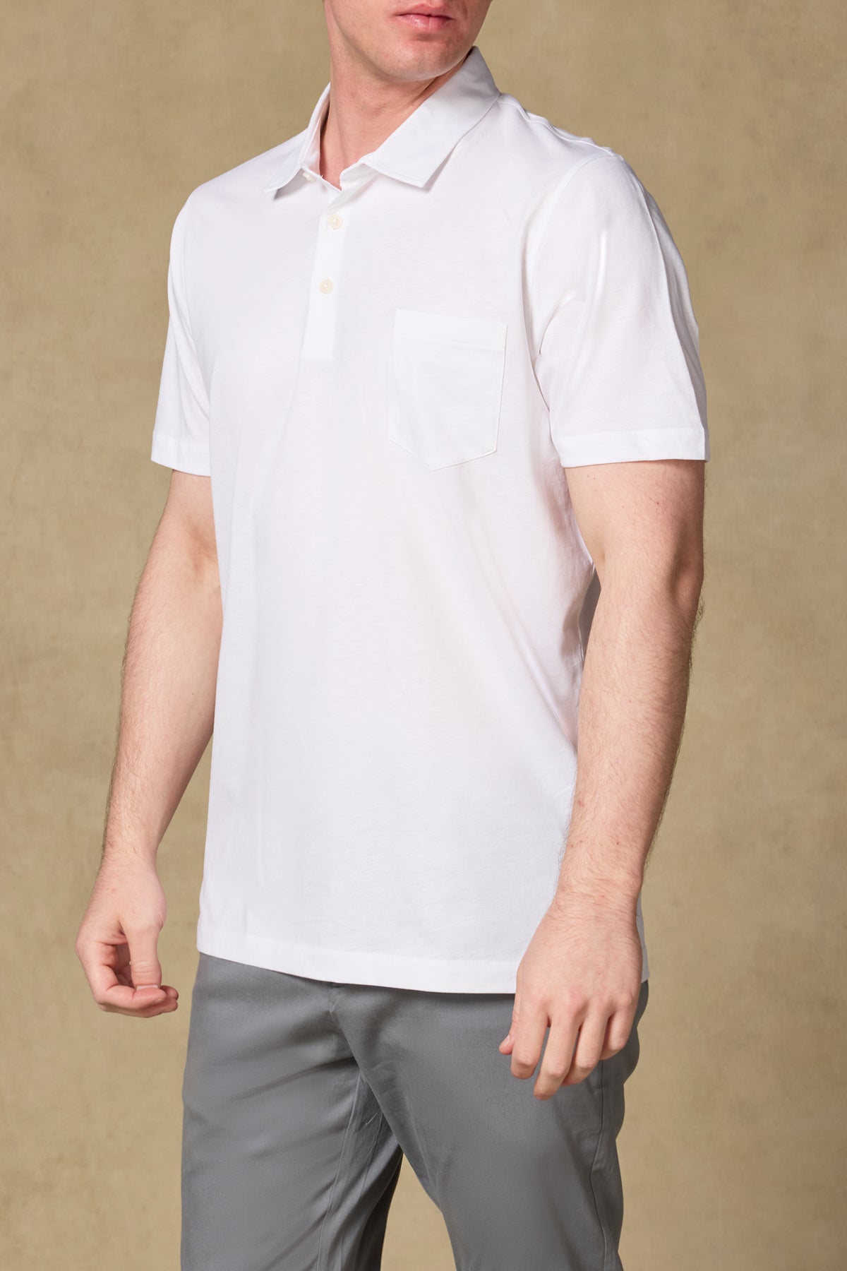 Abbate Bivo Merserize Pamuklu Modern Fit Beyaz Polo Yaka Erkek Düz Polo Shirt