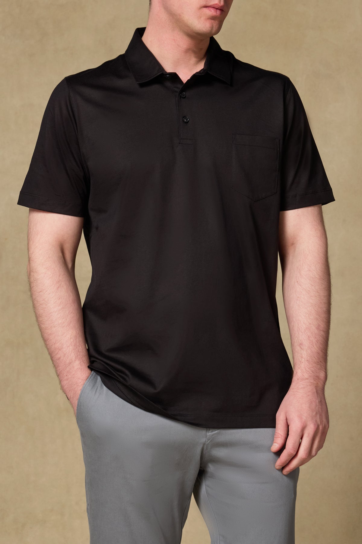 Abbate Bivo Merserize Pamuklu Modern Fit Siyah Polo Yaka Erkek Düz Polo Shirt
