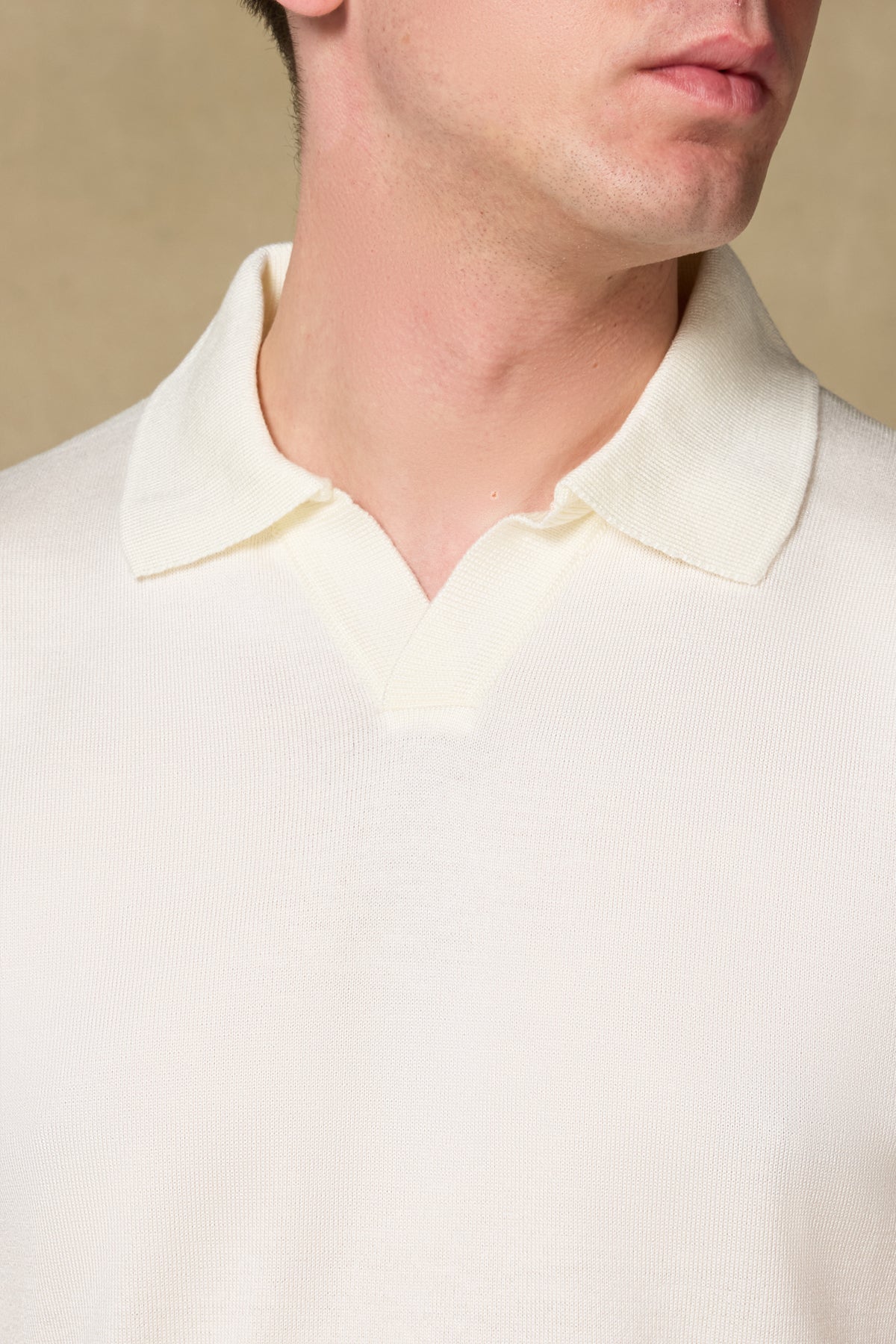 Abbate Lido Viskon Viskon Karışımlı Modern Fit Ekru Jonny Polo Yaka Erkek Düz Polo Shirt