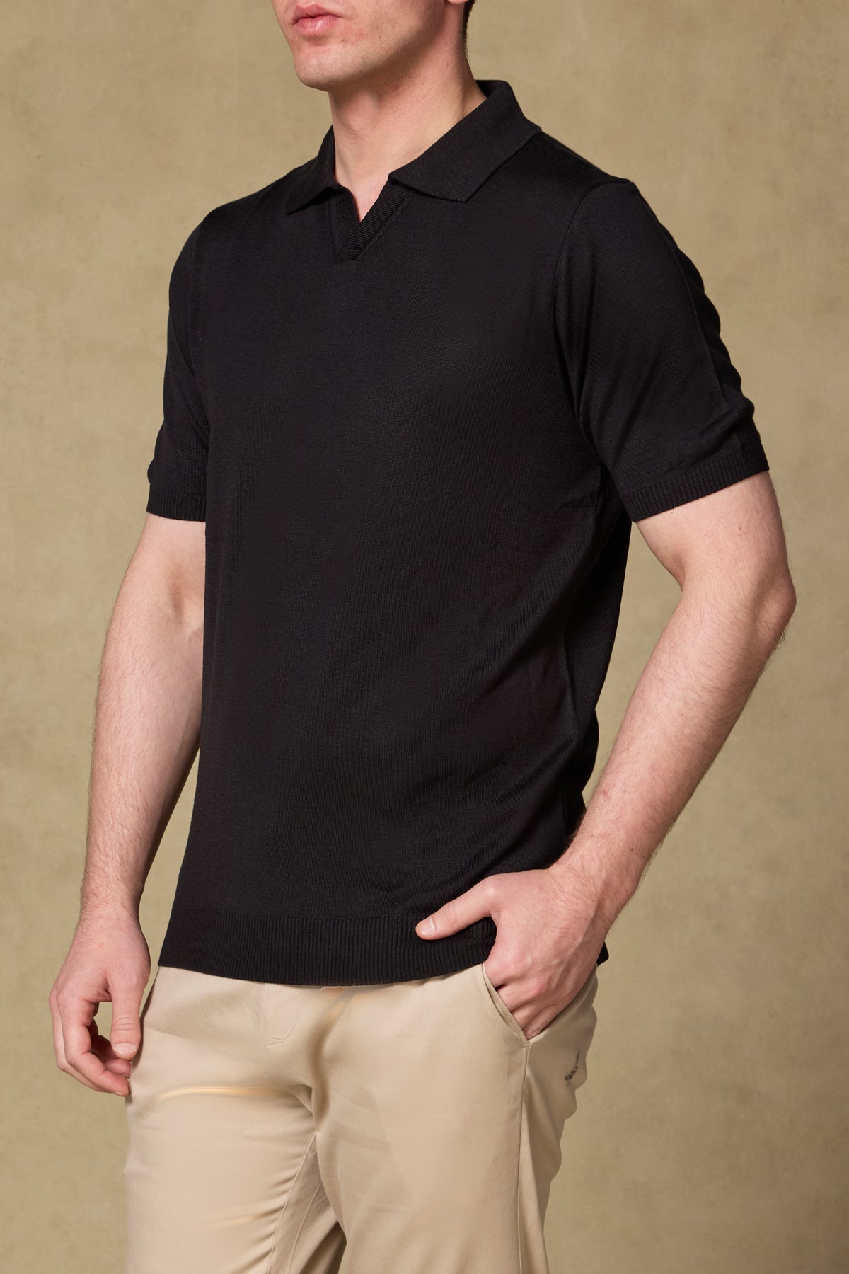 Abbate Lido Viskon Viskon Karışımlı Modern Fit Siyah Jonny Polo Yaka Erkek Düz Polo Shirt