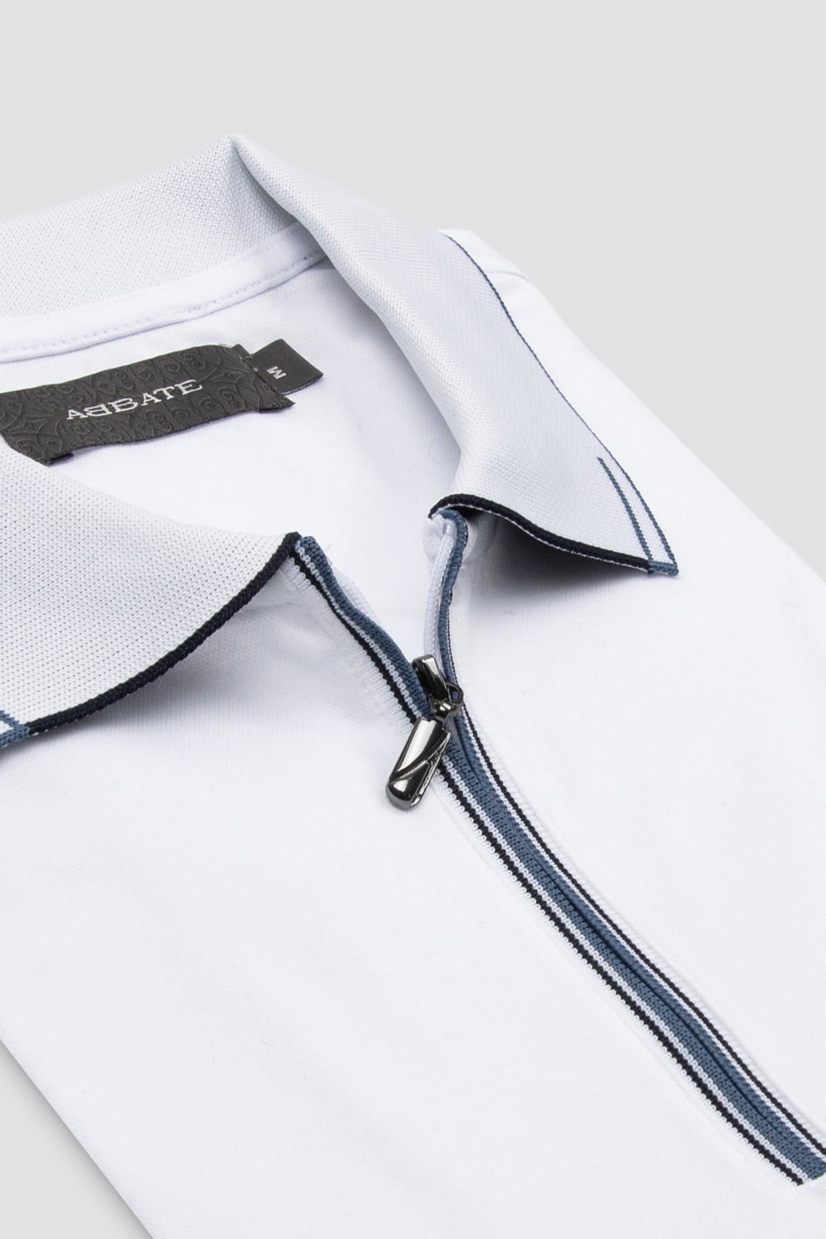 Abbate Nero Merserize Pamuklu Modern Fit Beyaz Polo Yaka Erkek Düz Polo Shirt