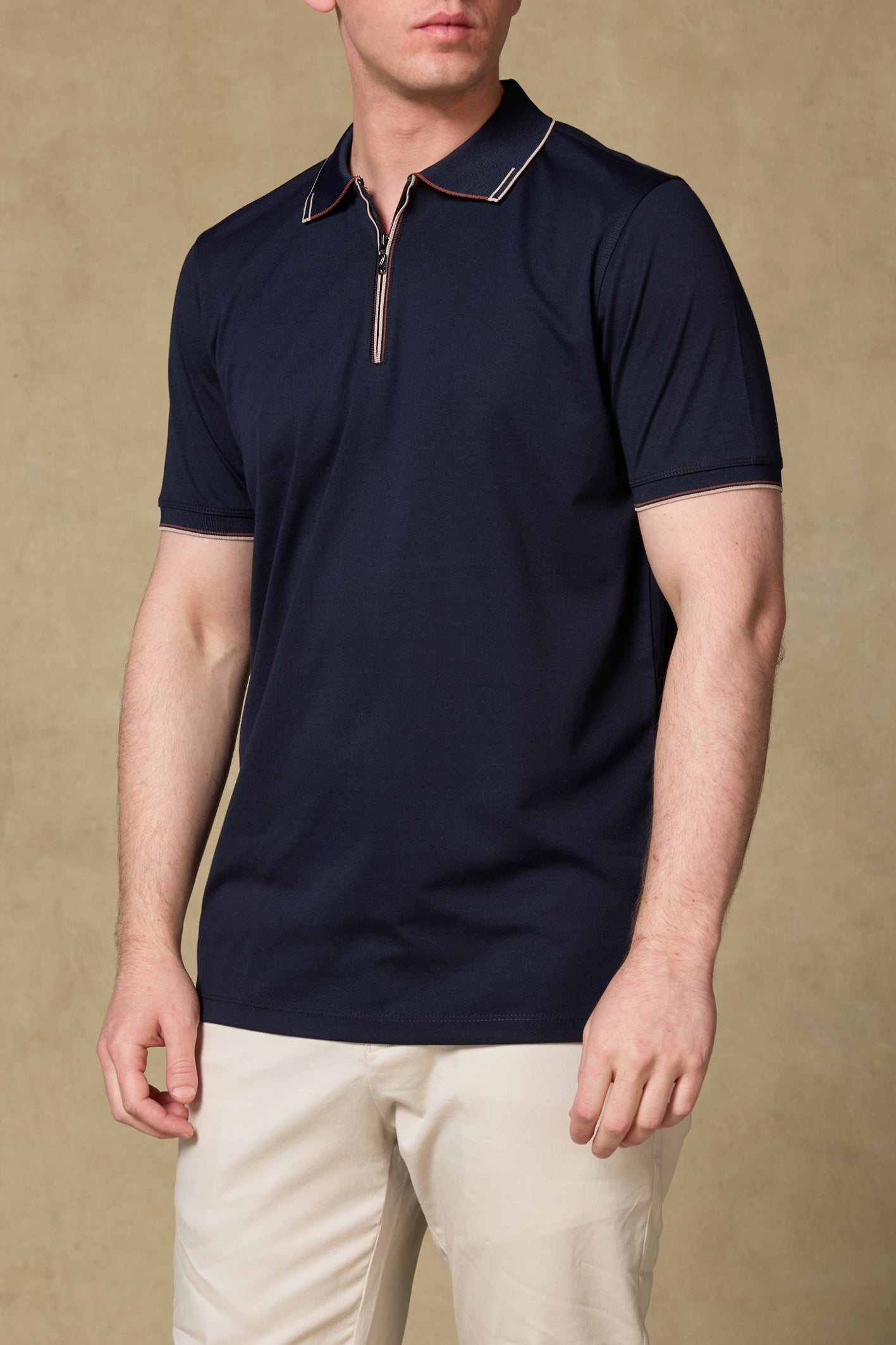 Abbate Nero Merserize Pamuklu Modern Fit Lacivert Polo Yaka Erkek Düz Polo Shirt