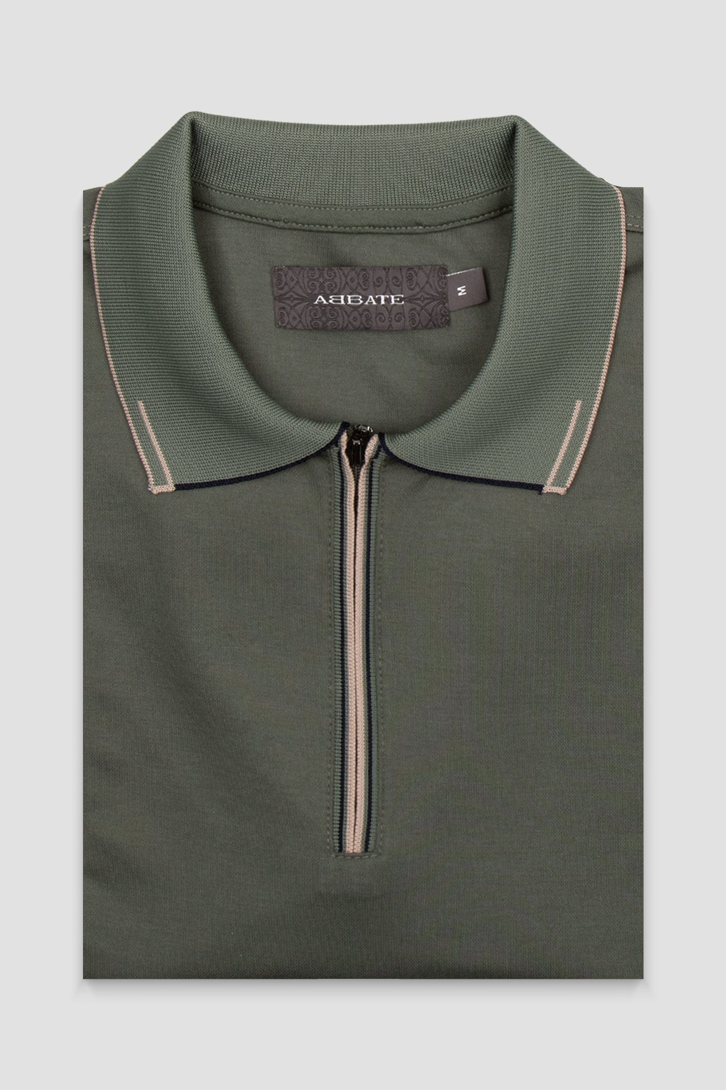 Abbate Nero Merserize Pamuklu Modern Fit Haki Polo Yaka Erkek Düz Polo Shirt