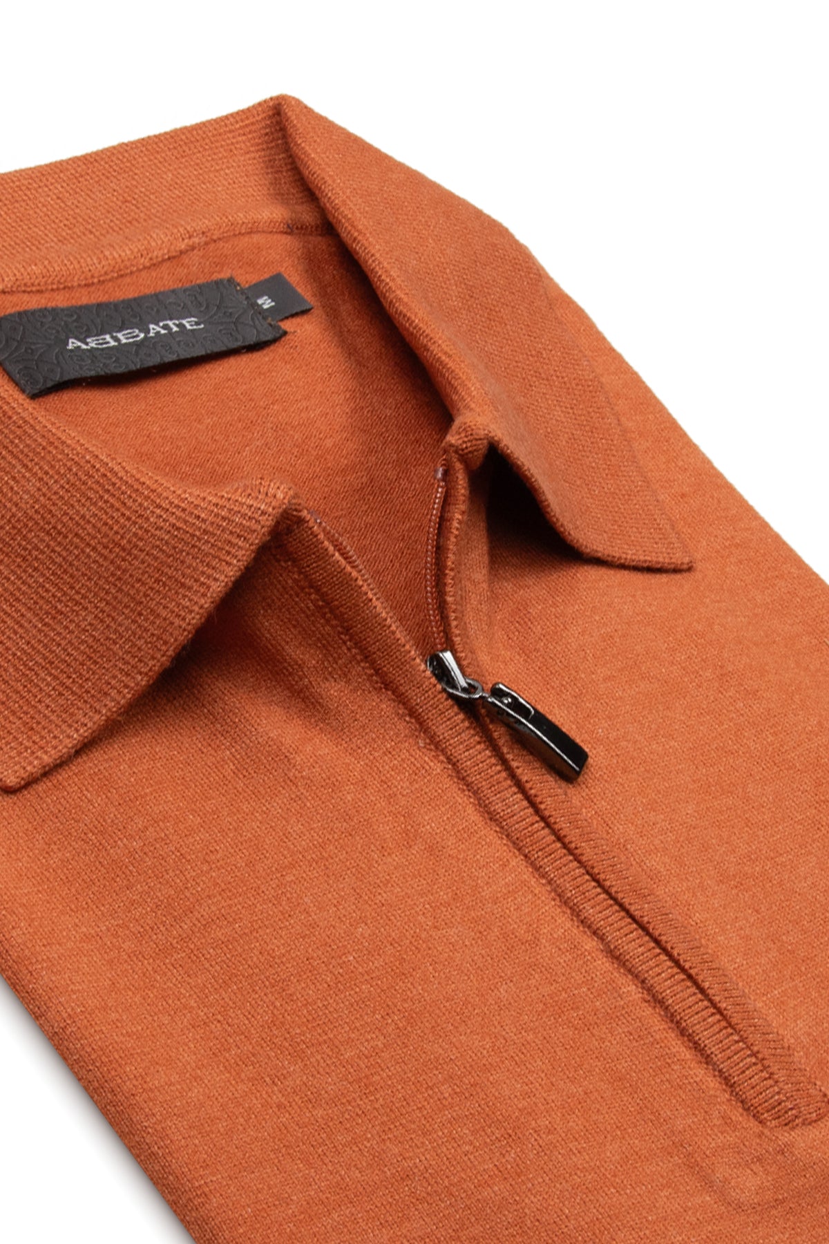 Abbate Mono Triko Polo Kaşmir Karışımlı Modern Fit Turuncu Polo Yaka Erkek Düz Polo Shirt