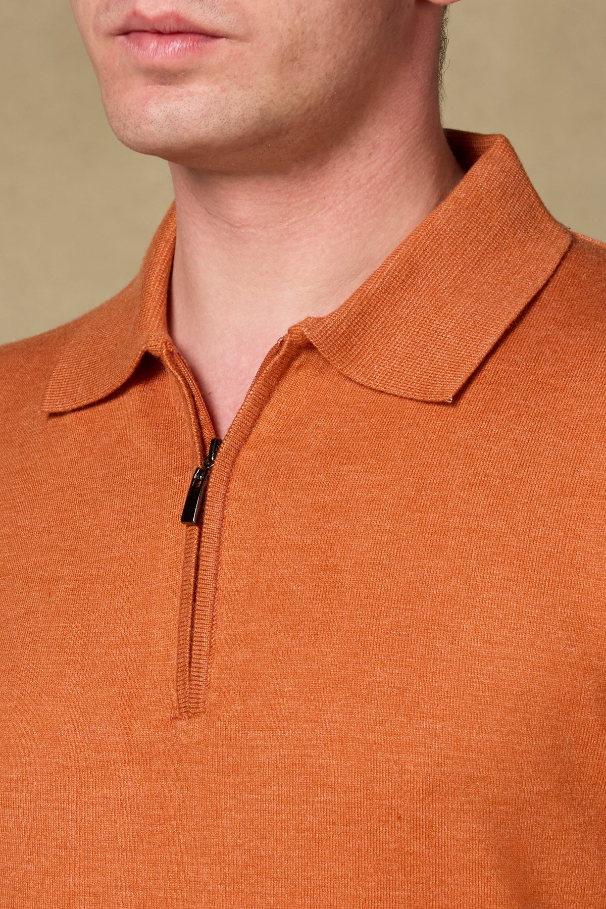 Abbate Mono Triko Polo Kaşmir Karışımlı Modern Fit Turuncu Polo Yaka Erkek Düz Polo Shirt