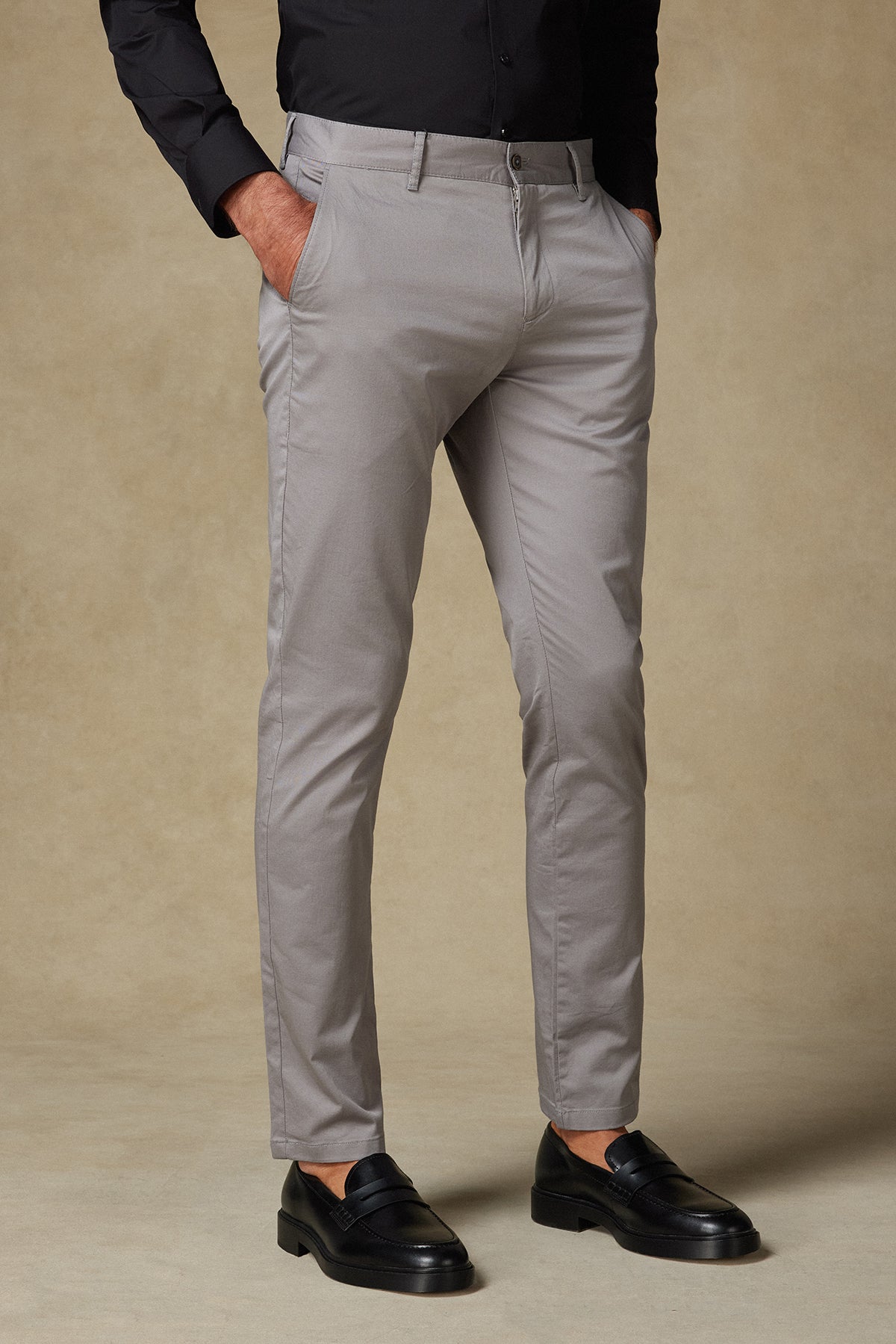 Abbate Chino Twill Pamuk Karışımlı Regular Fit Gri Erkek Düz Pantolon