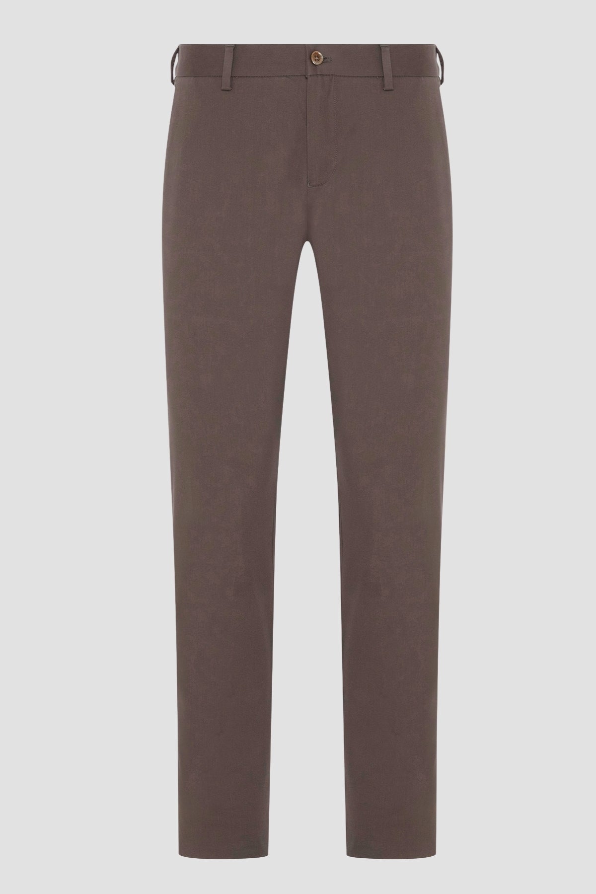 Abbate Prime Chino Poplin Stretch Pamuk Karışımlı Modern Fit Koyu Bej Erkek Düz Pantolon