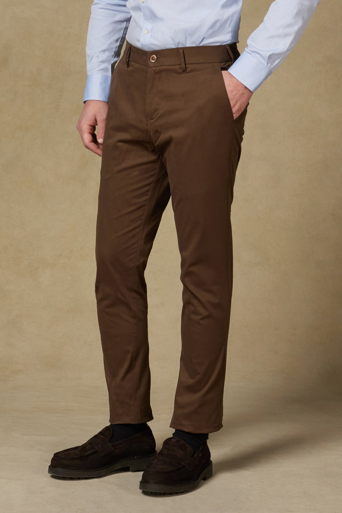 Abbate Prime Chino Poplin Stretch Pamuk Karışımlı Modern Fit Koyu Yeşil Erkek Düz Pantolon