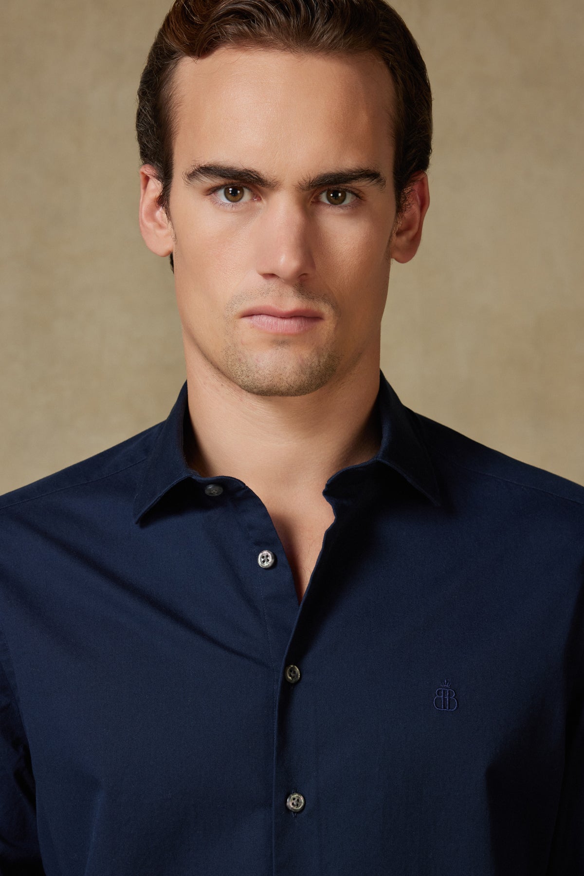 Abbate Piero Gabardin Pamuklu Comfort Fit Lacivert Klasik Yaka Erkek Düz Gömlek