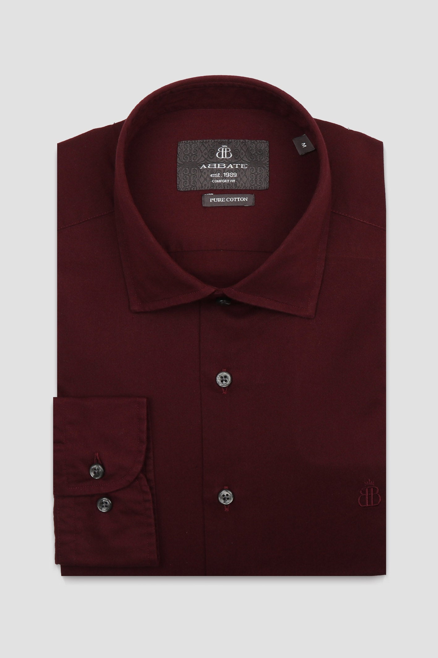 Abbate Piero Gabardin Pamuklu Comfort Fit Bordo Klasik Yaka Erkek Düz Gömlek