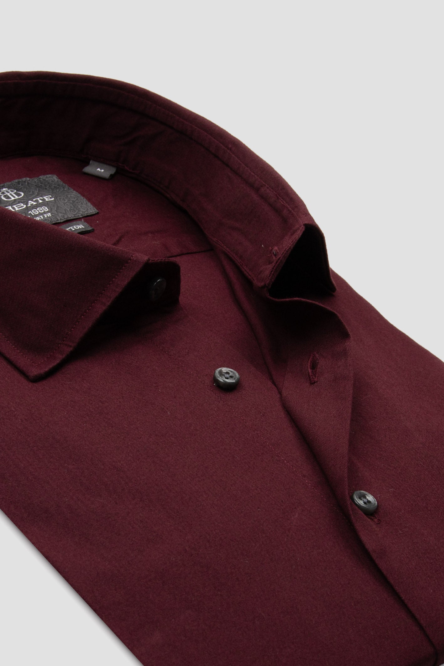 Abbate Piero Gabardin Pamuklu Comfort Fit Bordo Klasik Yaka Erkek Düz Gömlek