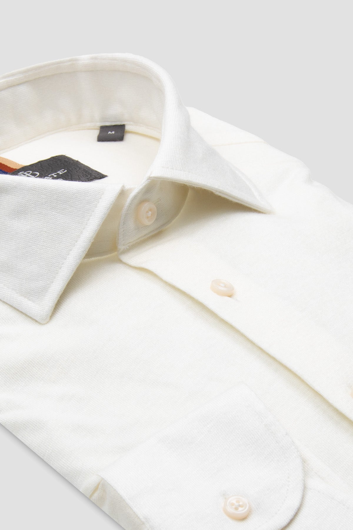 Abbate Lorenzo Jersey Viskon Karışımlı Comfort Fit Ekru Klasik Yaka Erkek Düz Gömlek