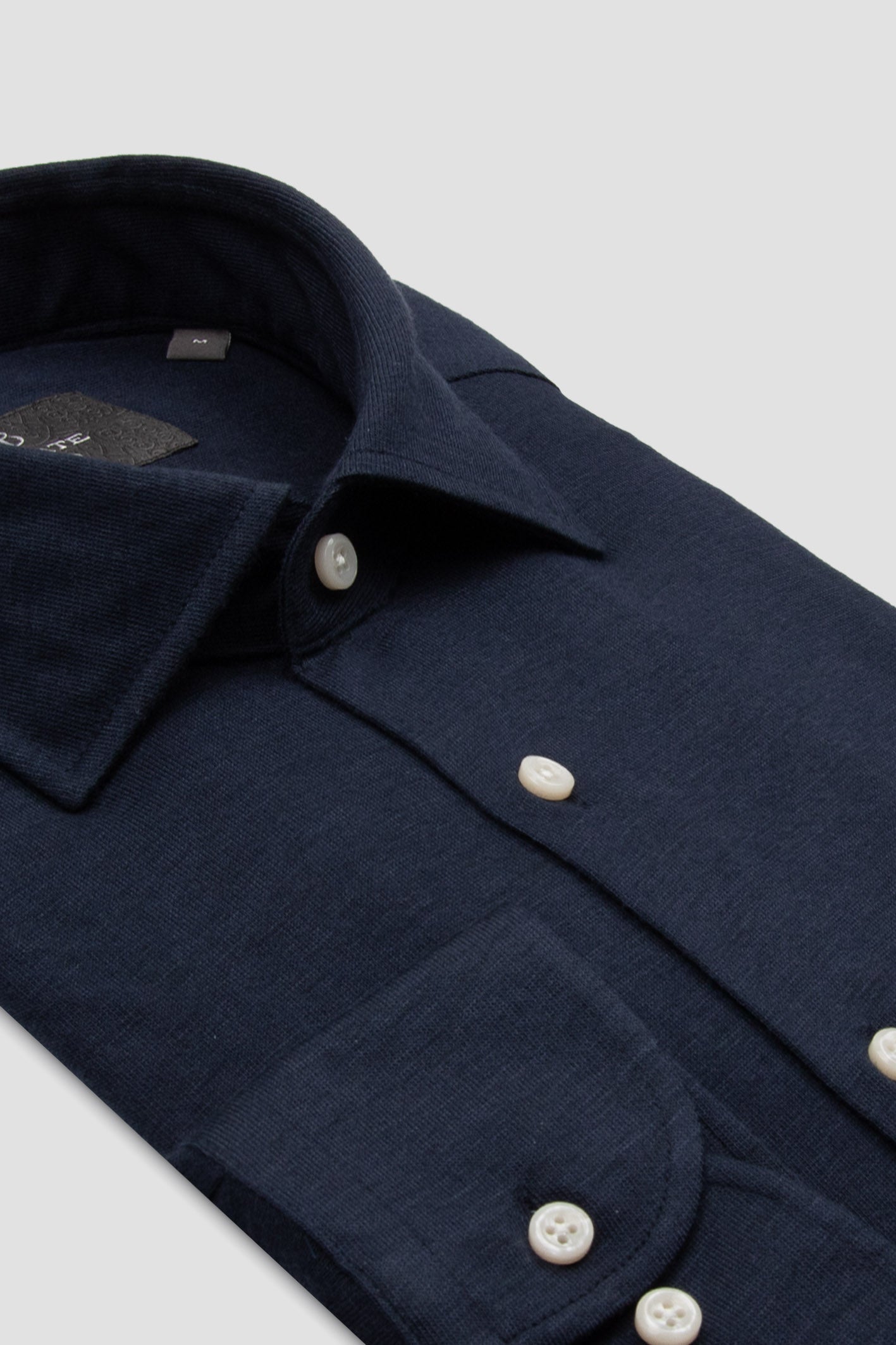 Abbate Lorenzo Jersey Viskon Karışımlı Comfort Fit Lacivert Klasik Yaka Erkek Düz Gömlek