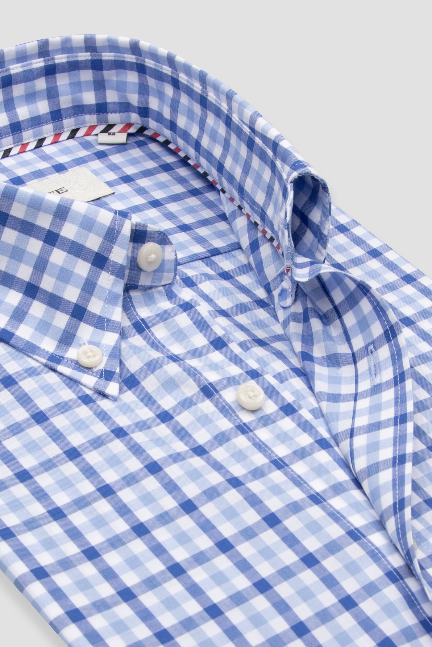 Abbate Dante Poplin Pamuklu Comfort Fit Açık Mavi Düğmeli Yaka Erkek Kareli Gömlek