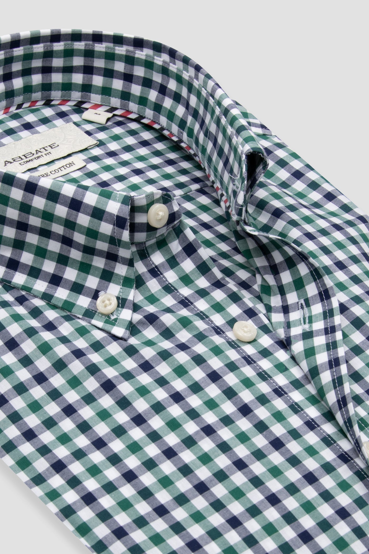 Abbate Dante Poplin Pamuklu Comfort Fit Yeşil Düğmeli Yaka Erkek Kareli Gömlek