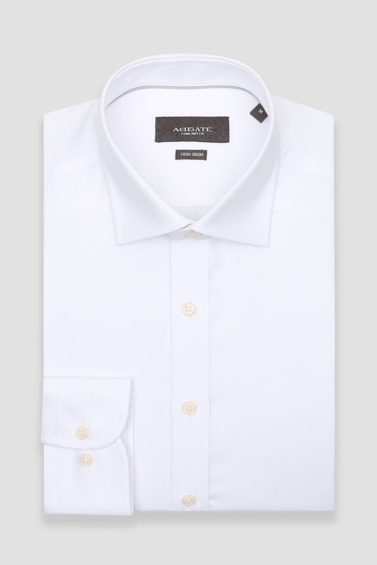 Abbate Fabio Non Iron Twill Pamuklu Comfort Fit Beyaz Klasik Yaka Erkek Düz Gömlek