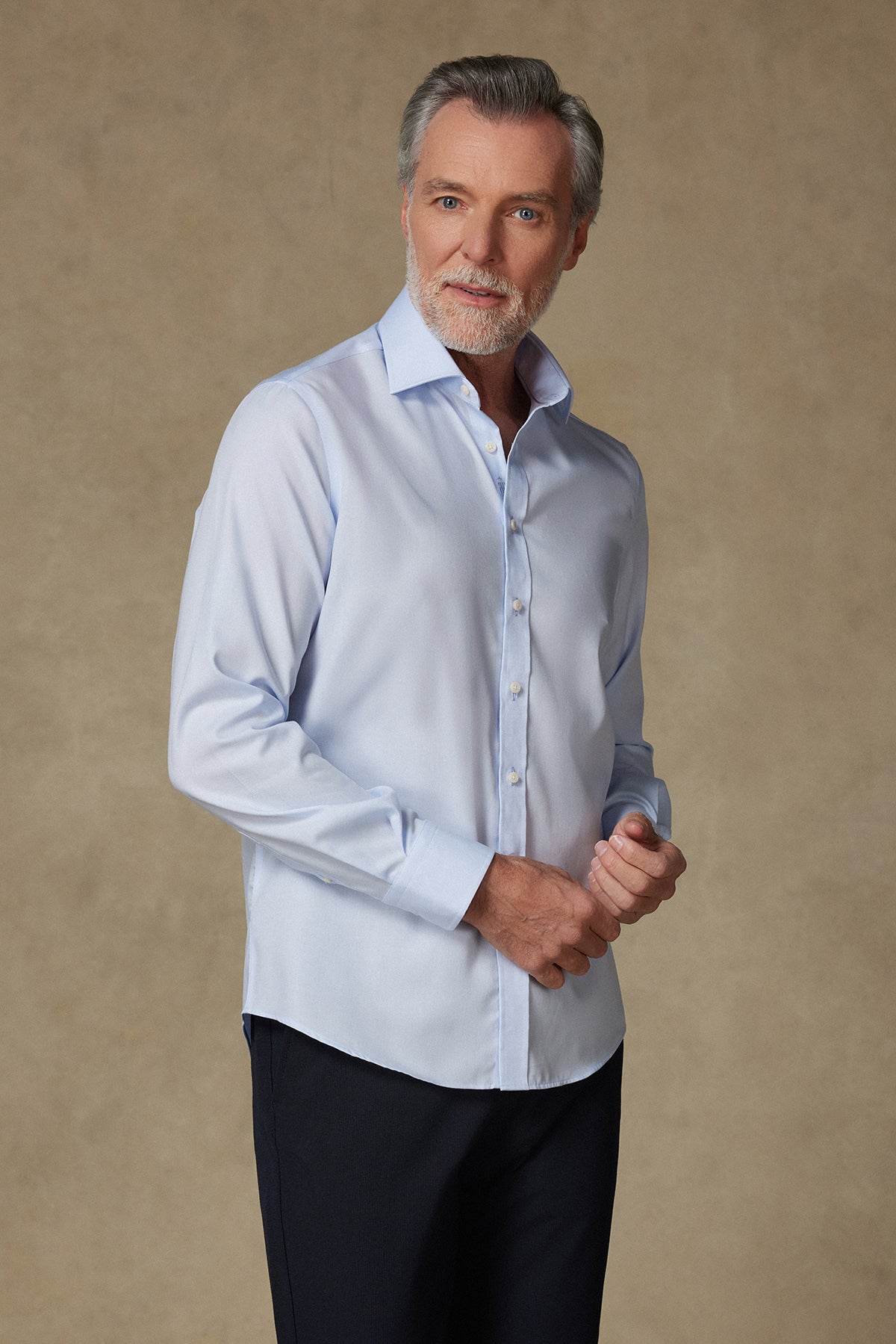 Abbate Fabio Non Iron Twill Pamuklu Comfort Fit Açık Mavi Klasik Yaka Erkek Düz Gömlek