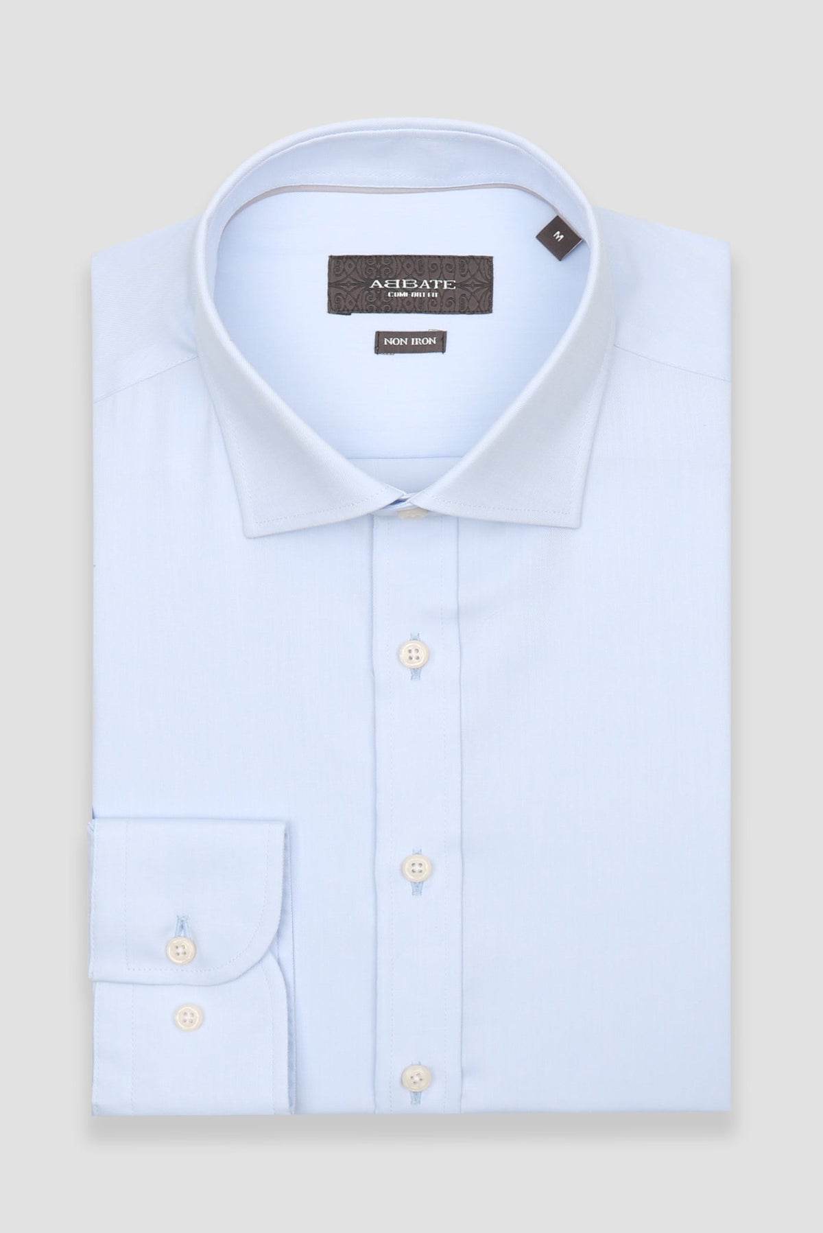 Abbate Fabio Non Iron Twill Pamuklu Comfort Fit Açık Mavi Klasik Yaka Erkek Düz Gömlek