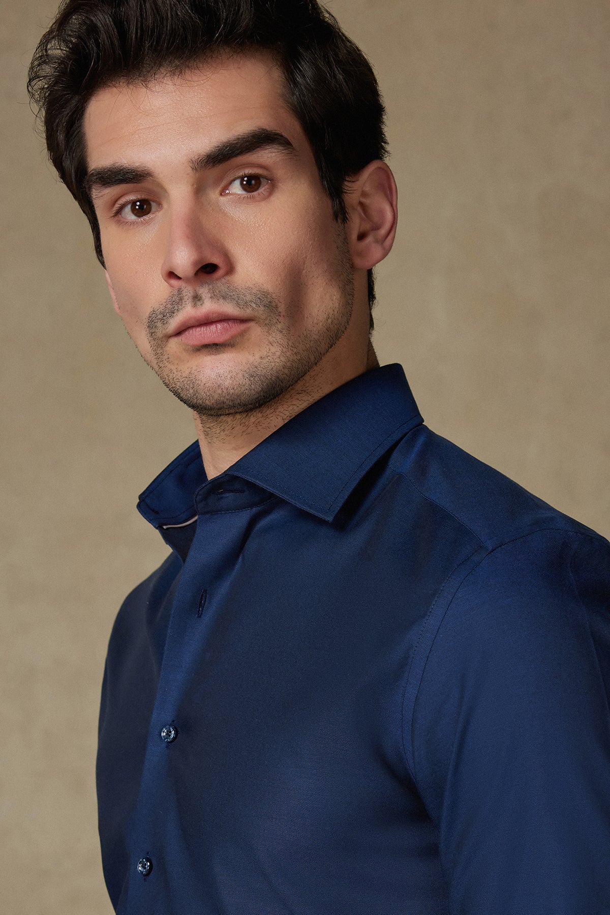 Abbate Fabio Non Iron Twill %100 Pamuk Comfort Fit Lacivert Klasik Yaka Erkek Düz Gömlek