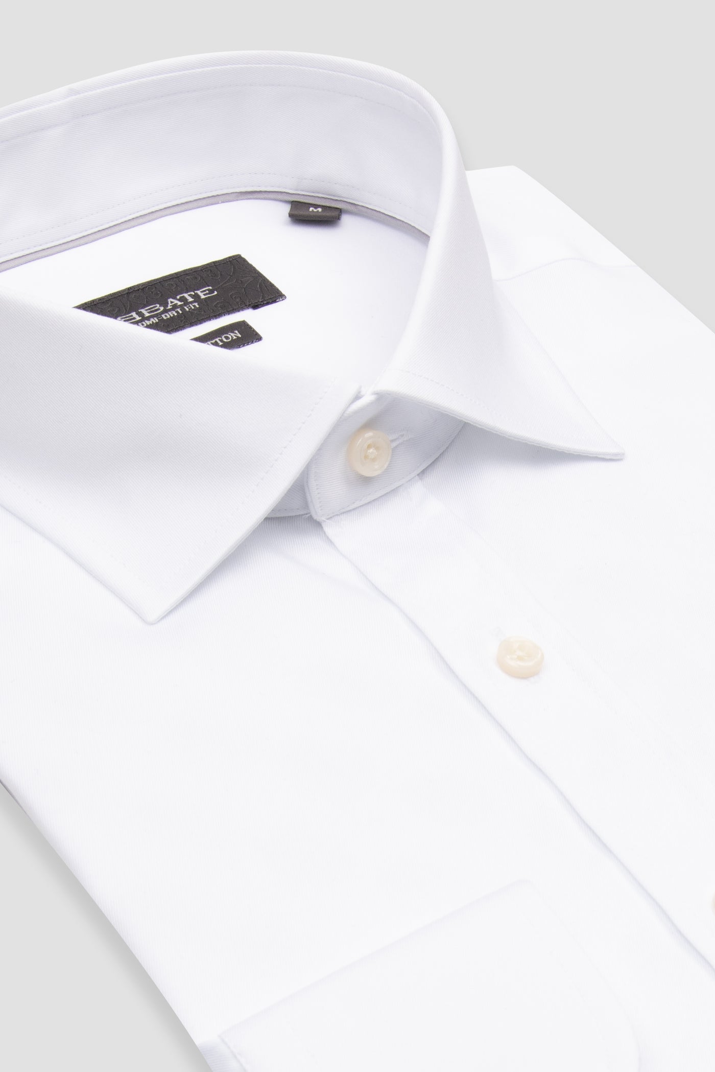 Abbate Fabio Twill Pamuklu Comfort Fit Beyaz Klasik Yaka Erkek Düz Gömlek