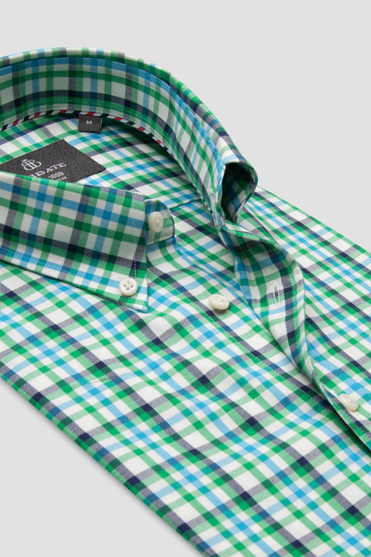 Abbate Luca Twill Pamuklu Comfort Fit Yeşil Düğmeli Yaka Erkek Ekoseli Gömlek