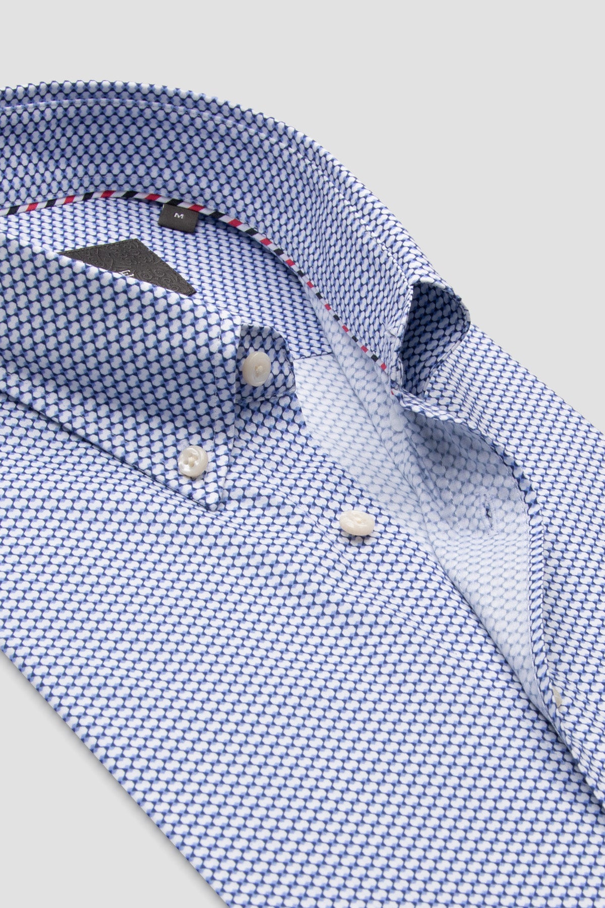 Abbate Luca Poplin Stretch Pamuk Karışımlı Comfort Fit Mor Düğmeli Yaka Erkek Baskılı Gömlek