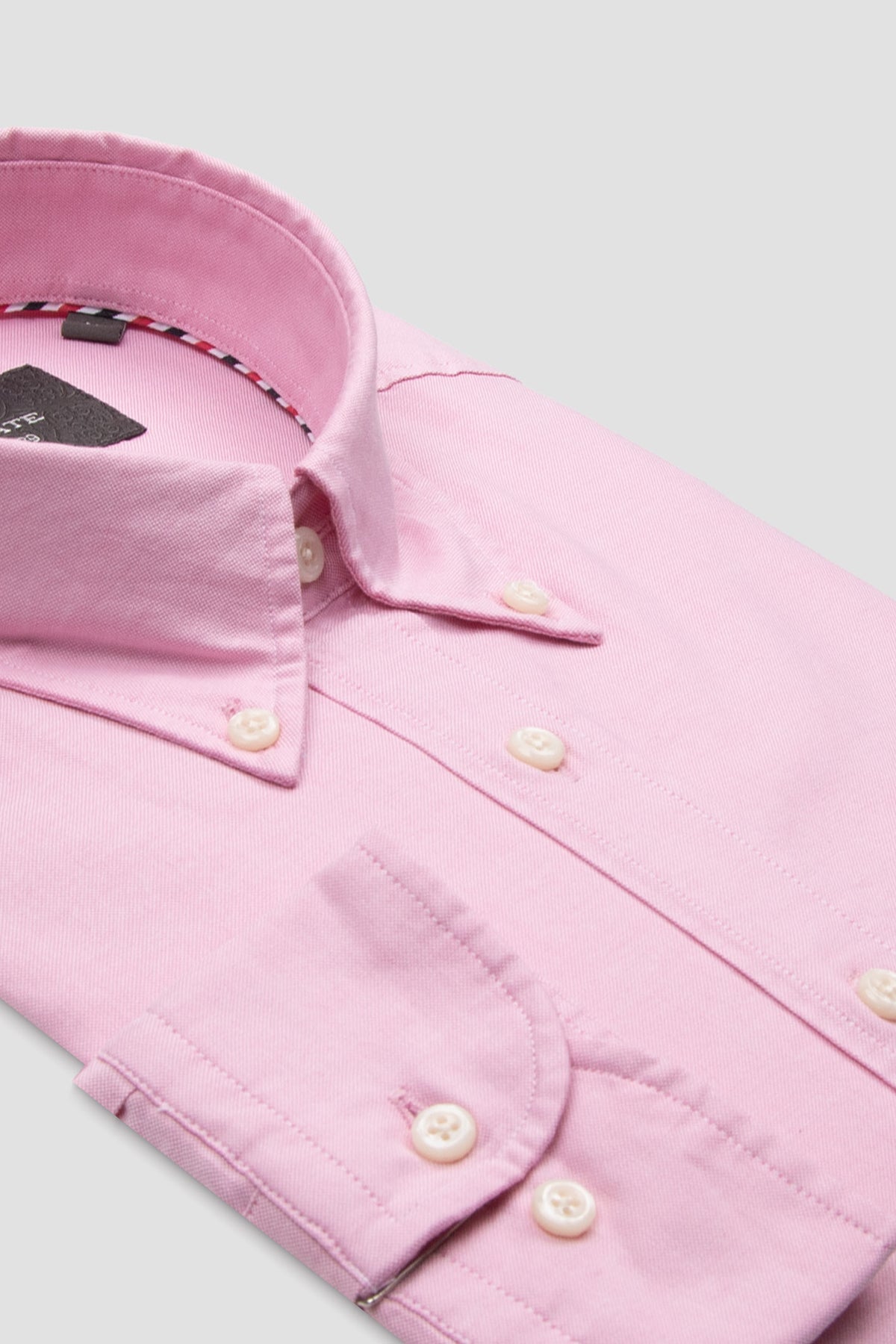 Abbate Luca Oxford Stretch Pamuk Karışımlı Comfort Fit Pembe Düğmeli Yaka Erkek Düz Gömlek
