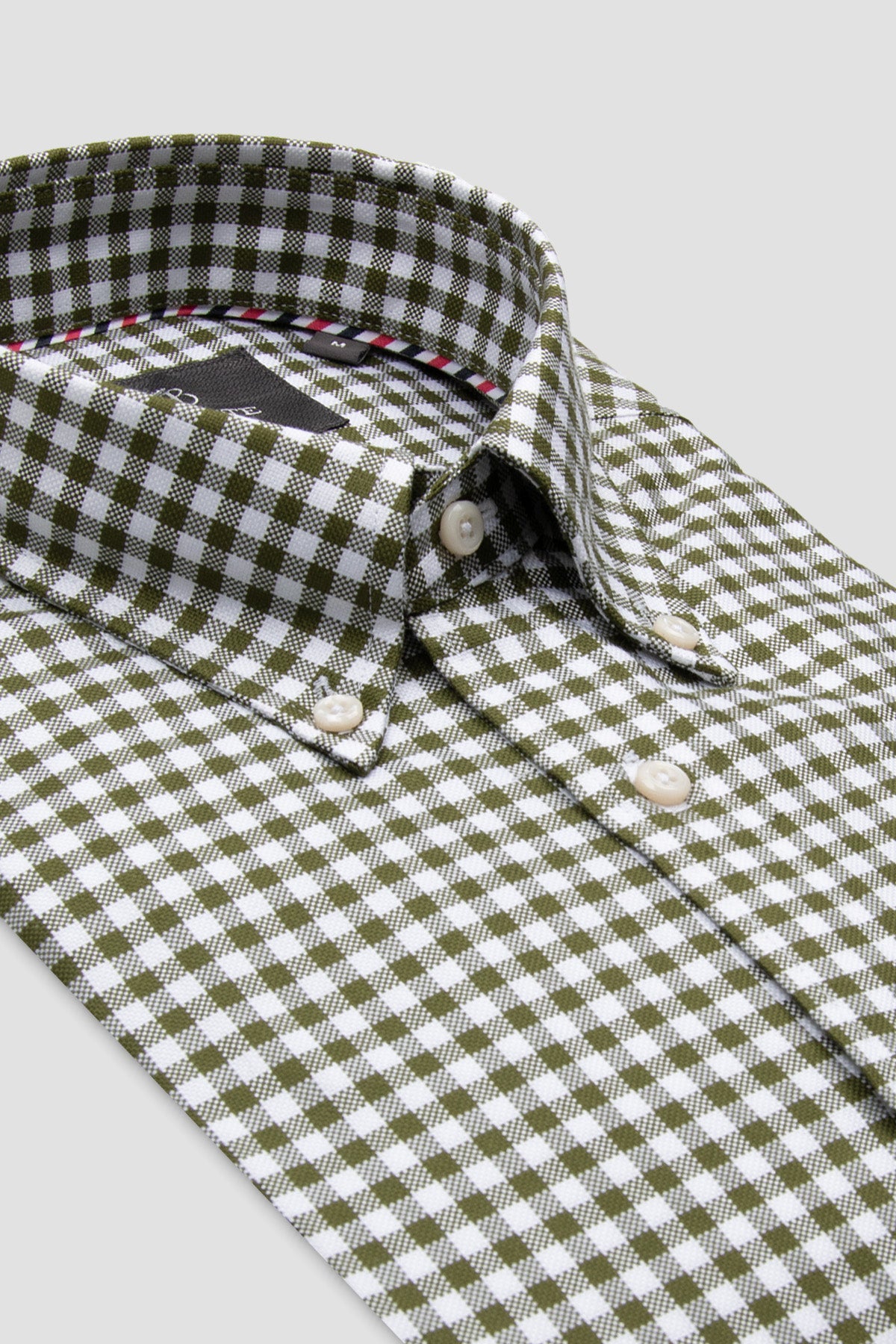 Abbate Luca Twill Pamuklu Comfort Fit Yeşil Düğmeli Yaka Erkek Kareli Gömlek
