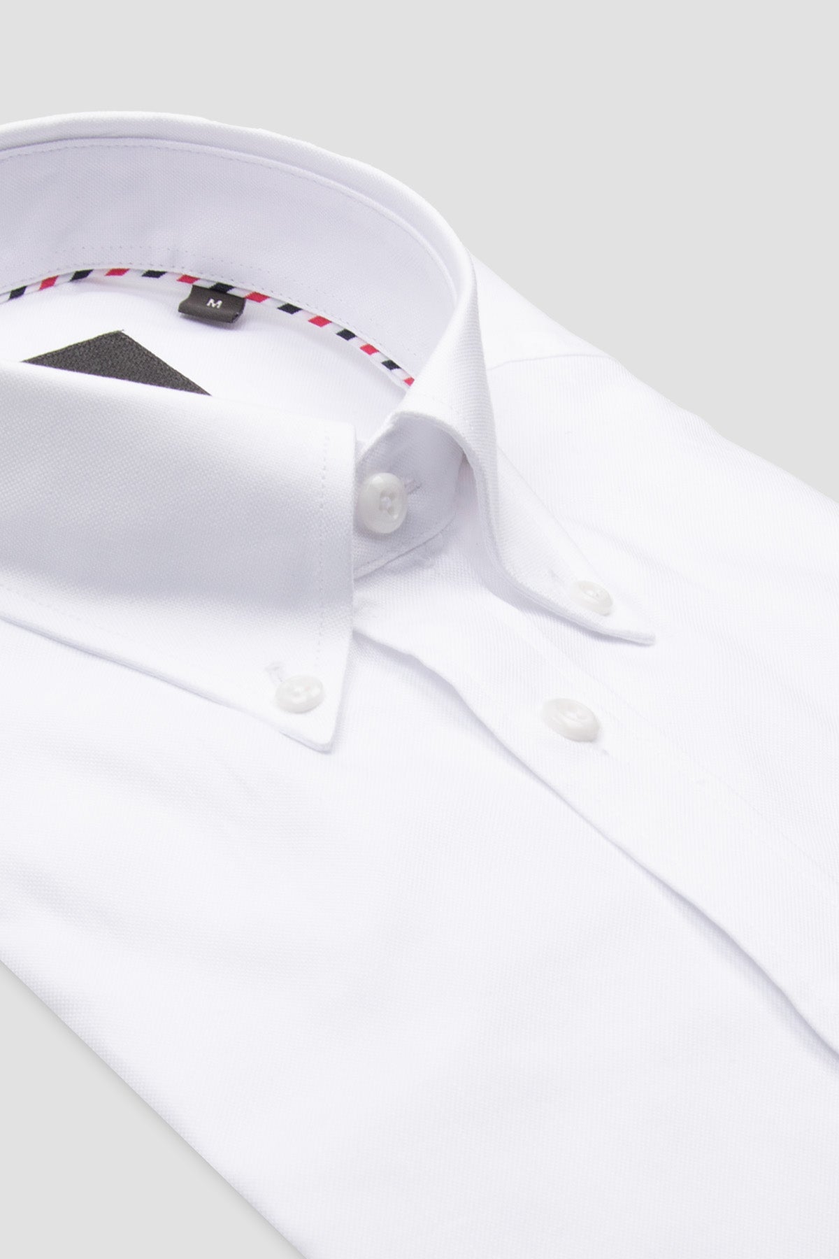 Abbate Luca Oxford %100 Pamuk Comfort Fit Beyaz Düğmeli Yaka Erkek Düz Gömlek
