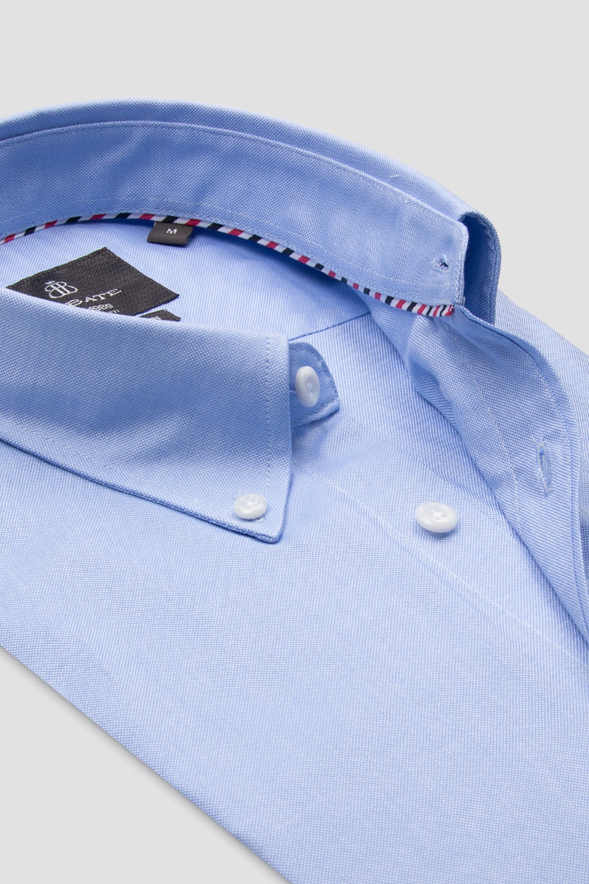 Abbate Luca Oxford %100 Pamuk Comfort Fit Açık Mavi Düğmeli Yaka Erkek Düz Gömlek