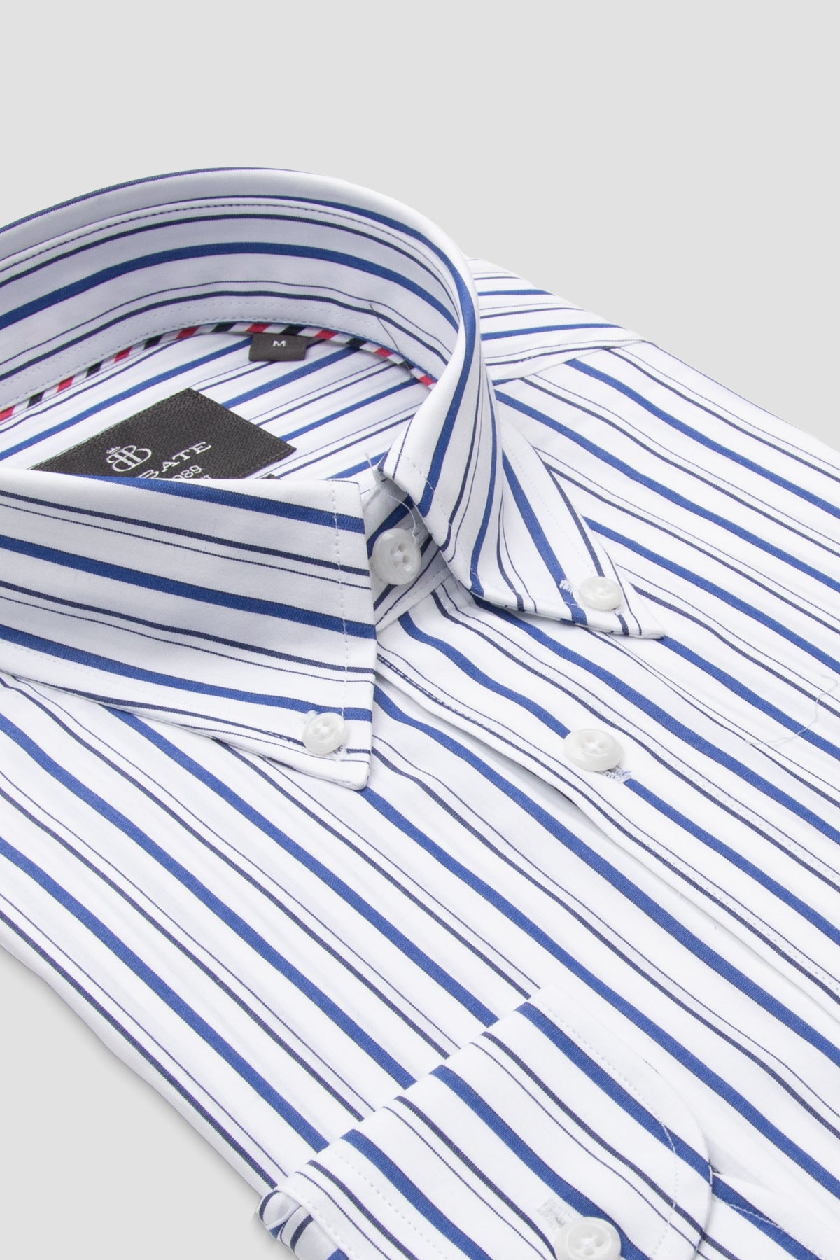 Abbate Luca Poplin Pamuklu Comfort Fit Lacivert Klasik Yaka Erkek Çizgili Gömlek